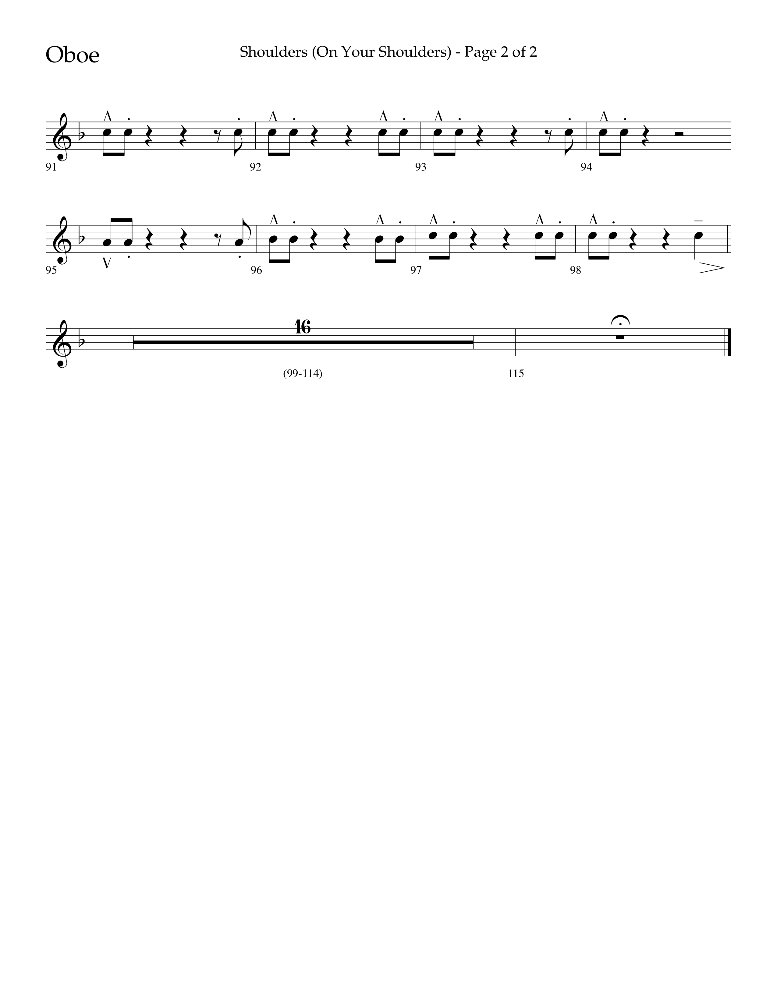 Shoulders (Choral Anthem SATB) Oboe (Lifeway Choral / Arr. Cliff Duren)