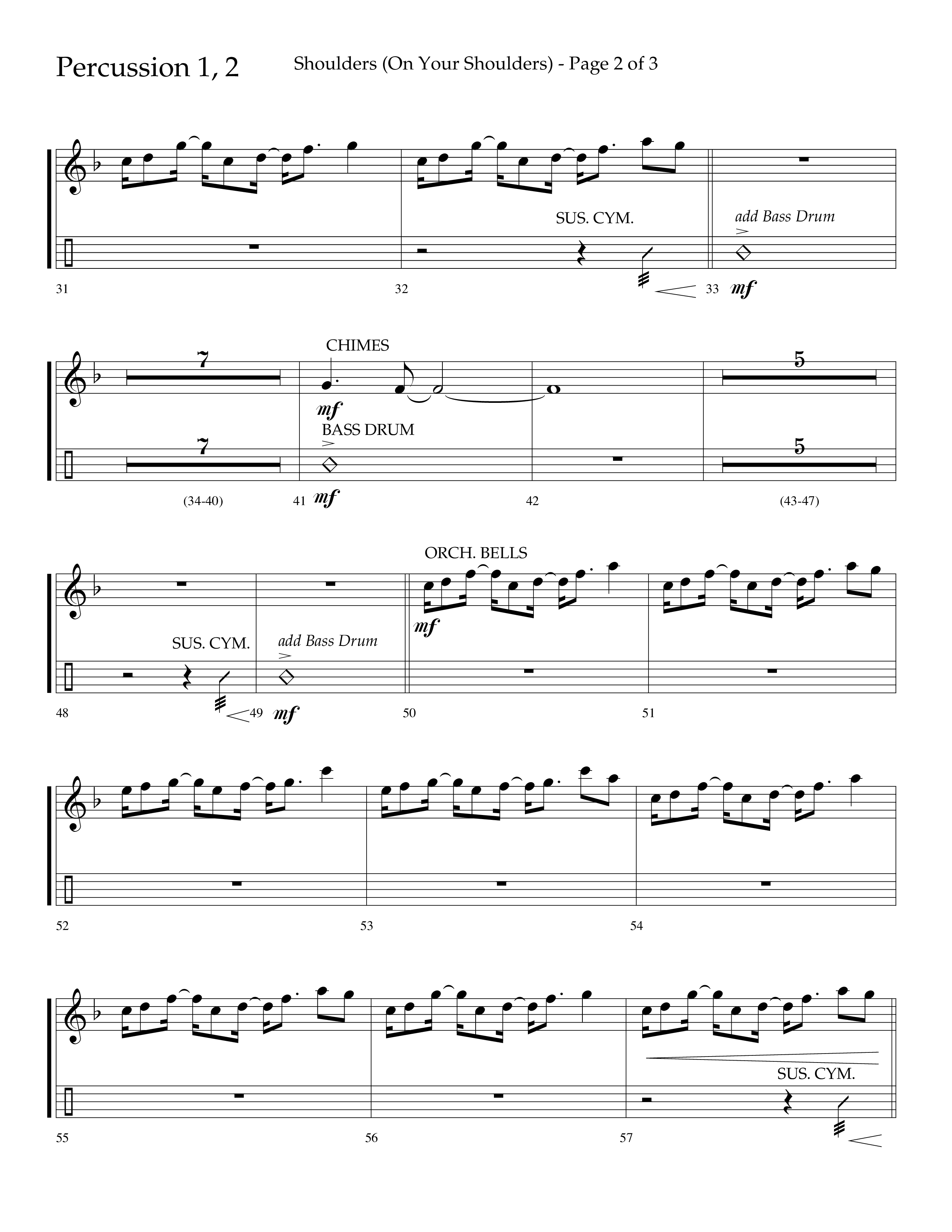 Shoulders (Choral Anthem SATB) Percussion 1/2 (Lifeway Choral / Arr. Cliff Duren)