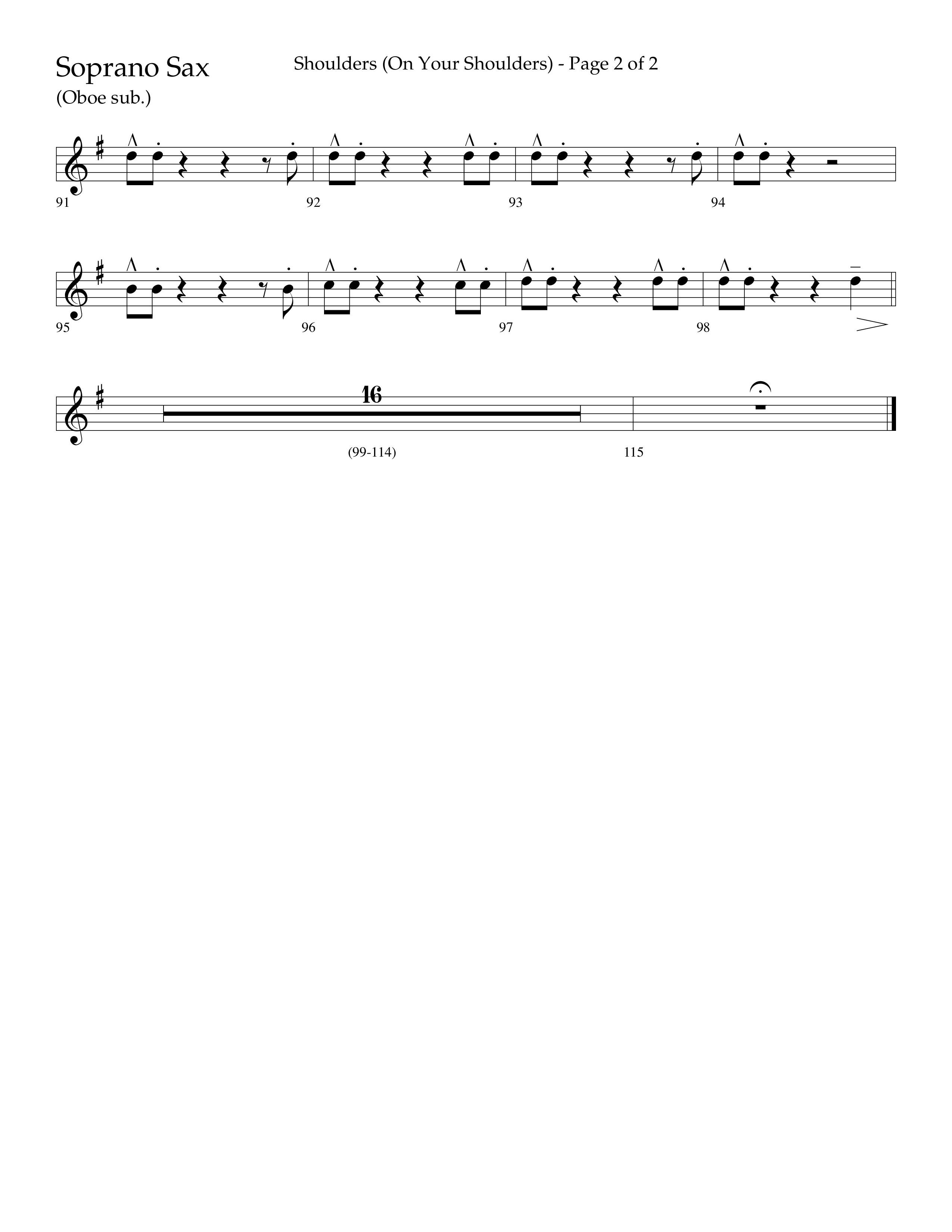 Shoulders (Choral Anthem SATB) Soprano Sax (Lifeway Choral / Arr. Cliff Duren)