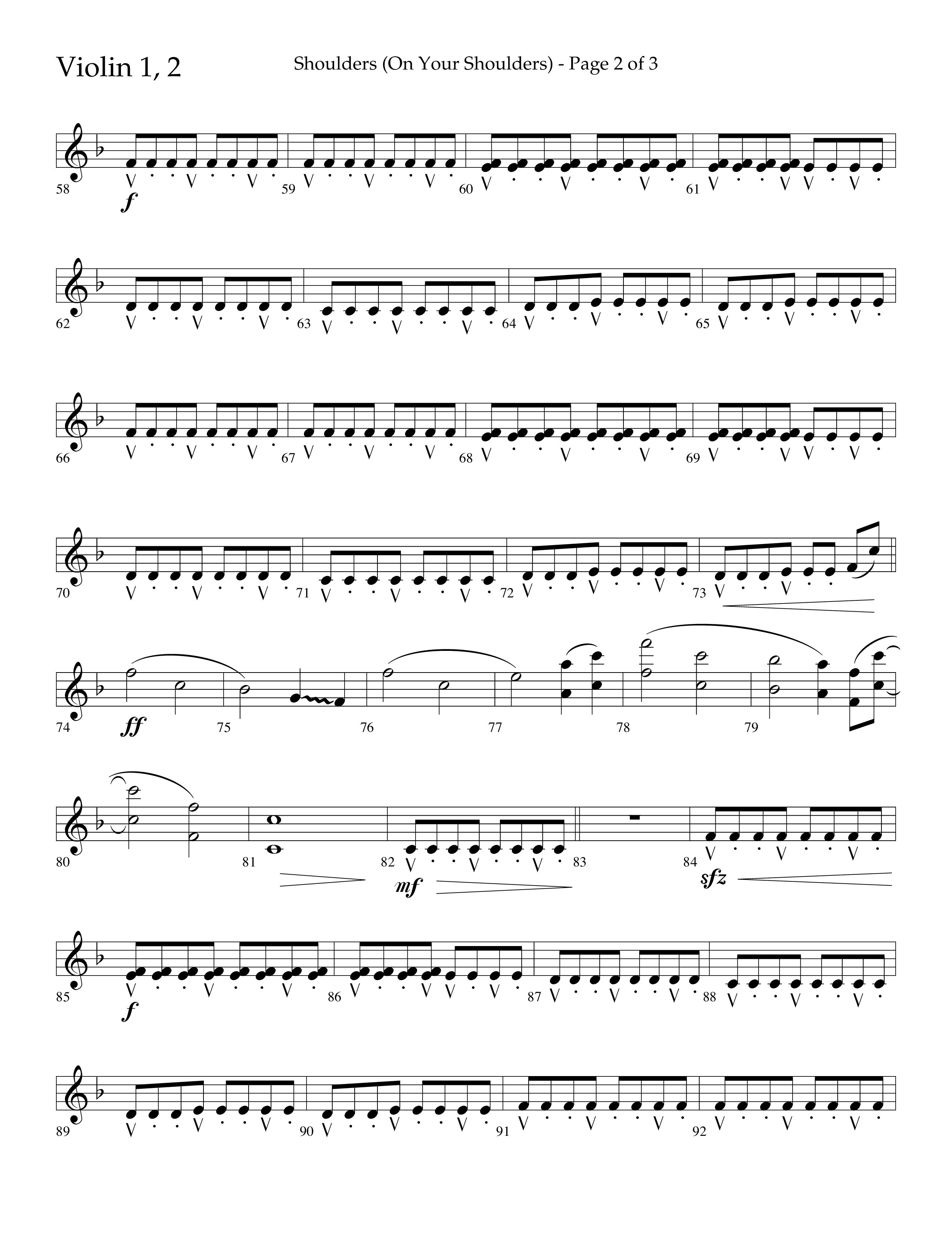 Shoulders (Choral Anthem SATB) Violin 1/2 (Lifeway Choral / Arr. Cliff Duren)