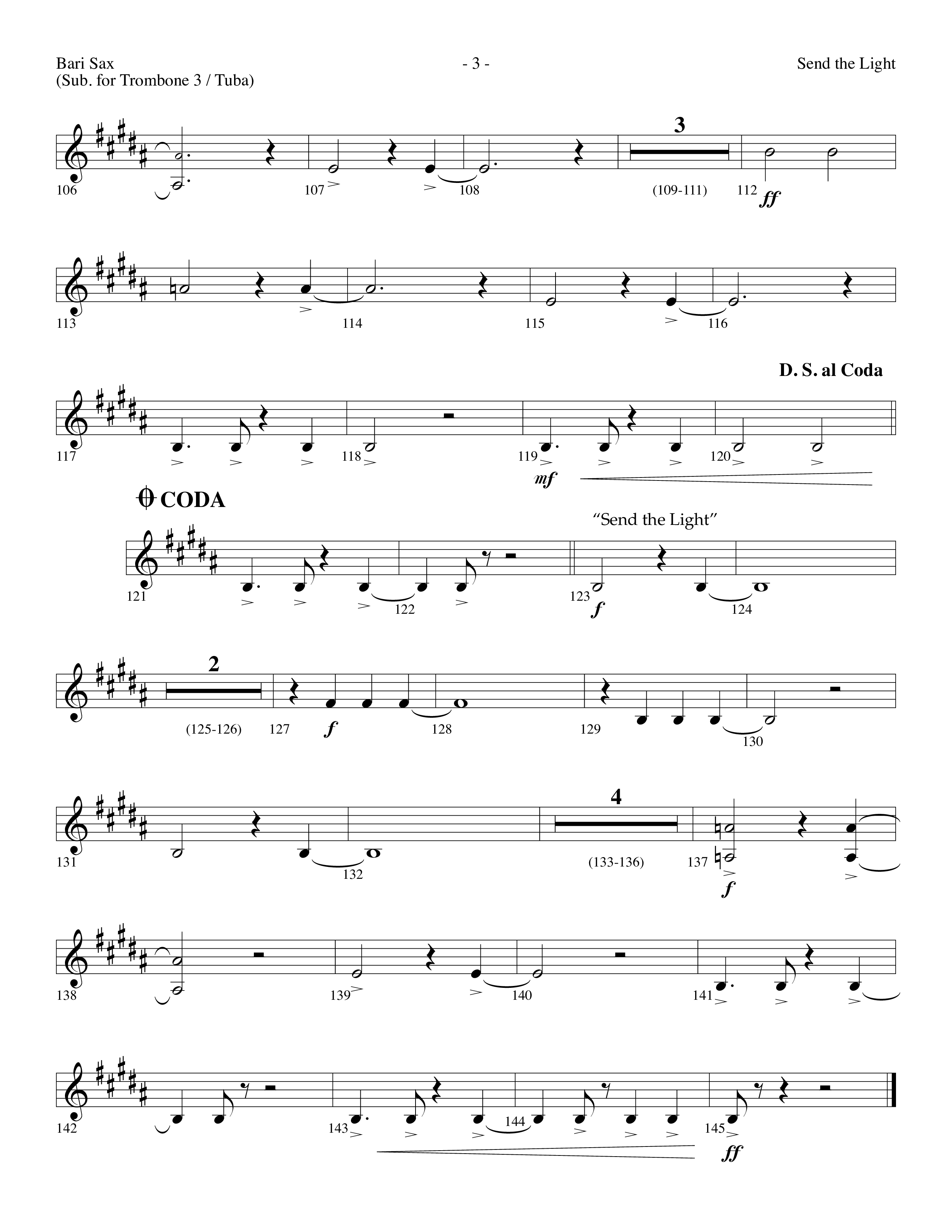 Send The Light (with He Reigns) (Choral Anthem SATB) Bari Sax (Lifeway Choral / Arr. Dennis Allen)