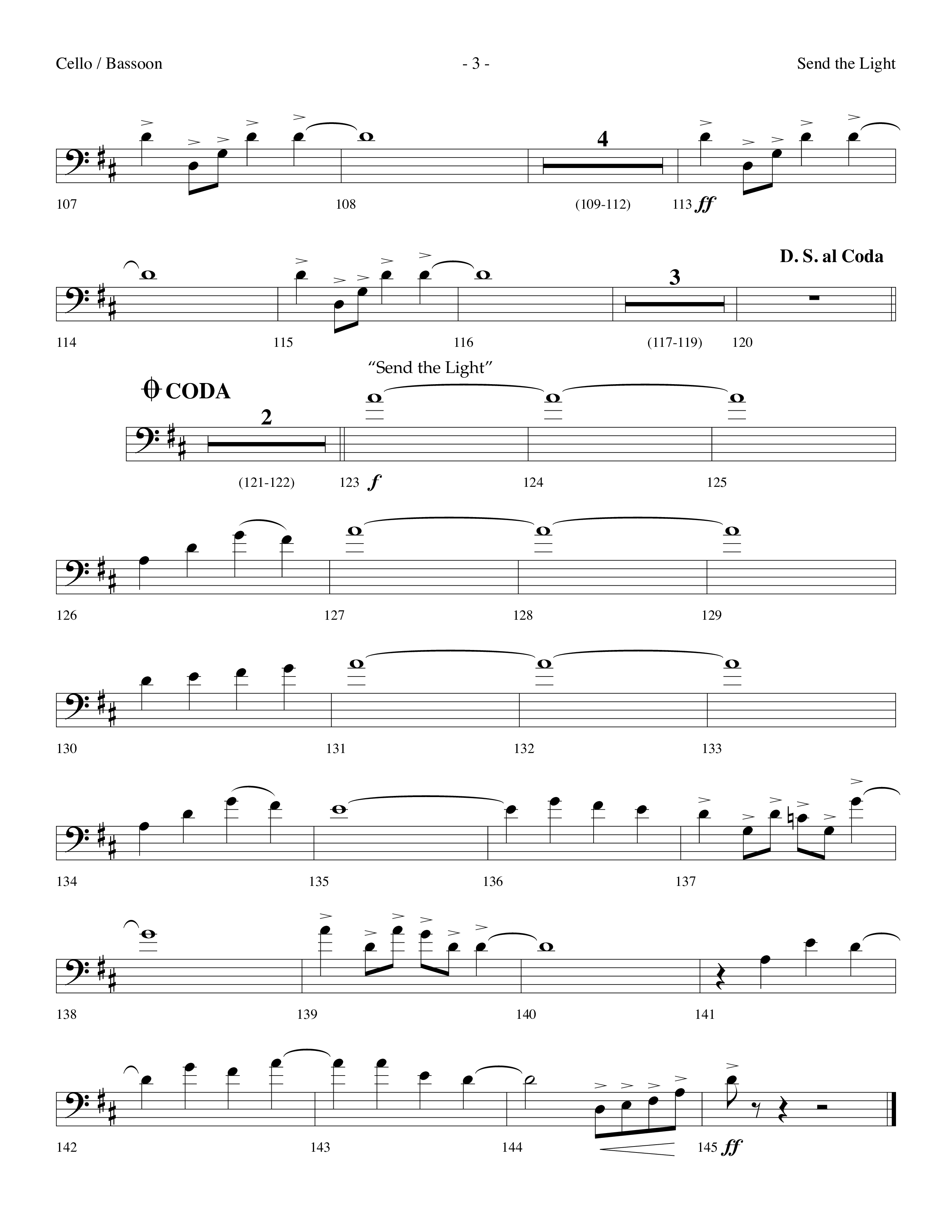Send The Light (with He Reigns) (Choral Anthem SATB) Cello (Lifeway Choral / Arr. Dennis Allen)