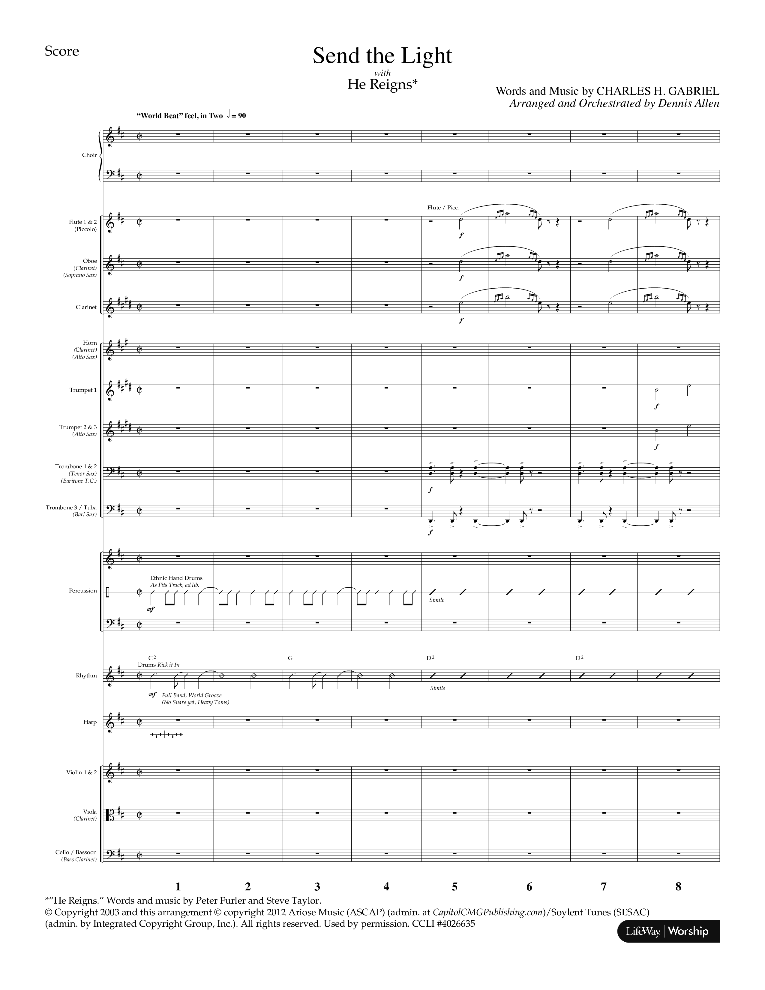 Send The Light (with He Reigns) (Choral Anthem SATB) Conductor's Score (Lifeway Choral / Arr. Dennis Allen)