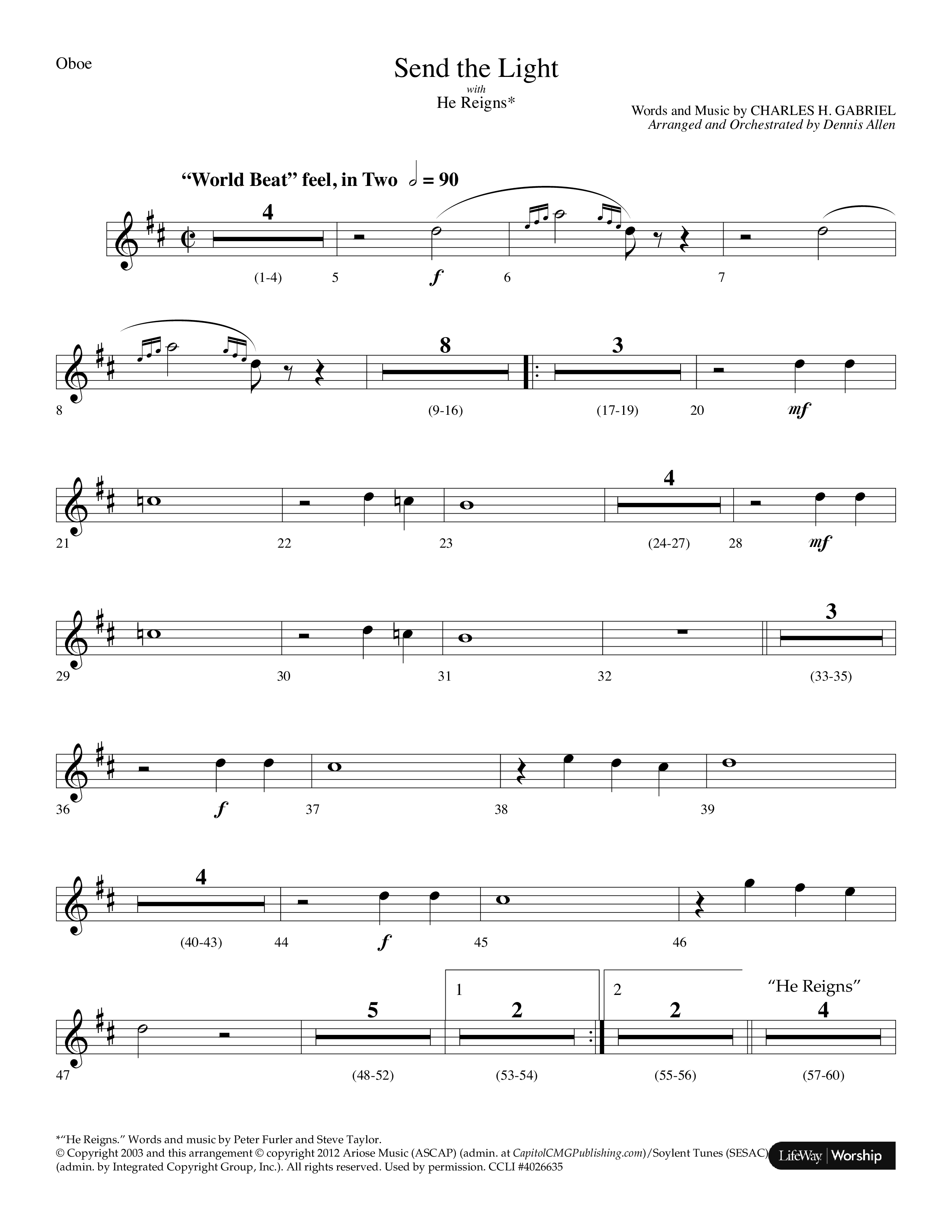 Send The Light (with He Reigns) (Choral Anthem SATB) Oboe (Lifeway Choral / Arr. Dennis Allen)