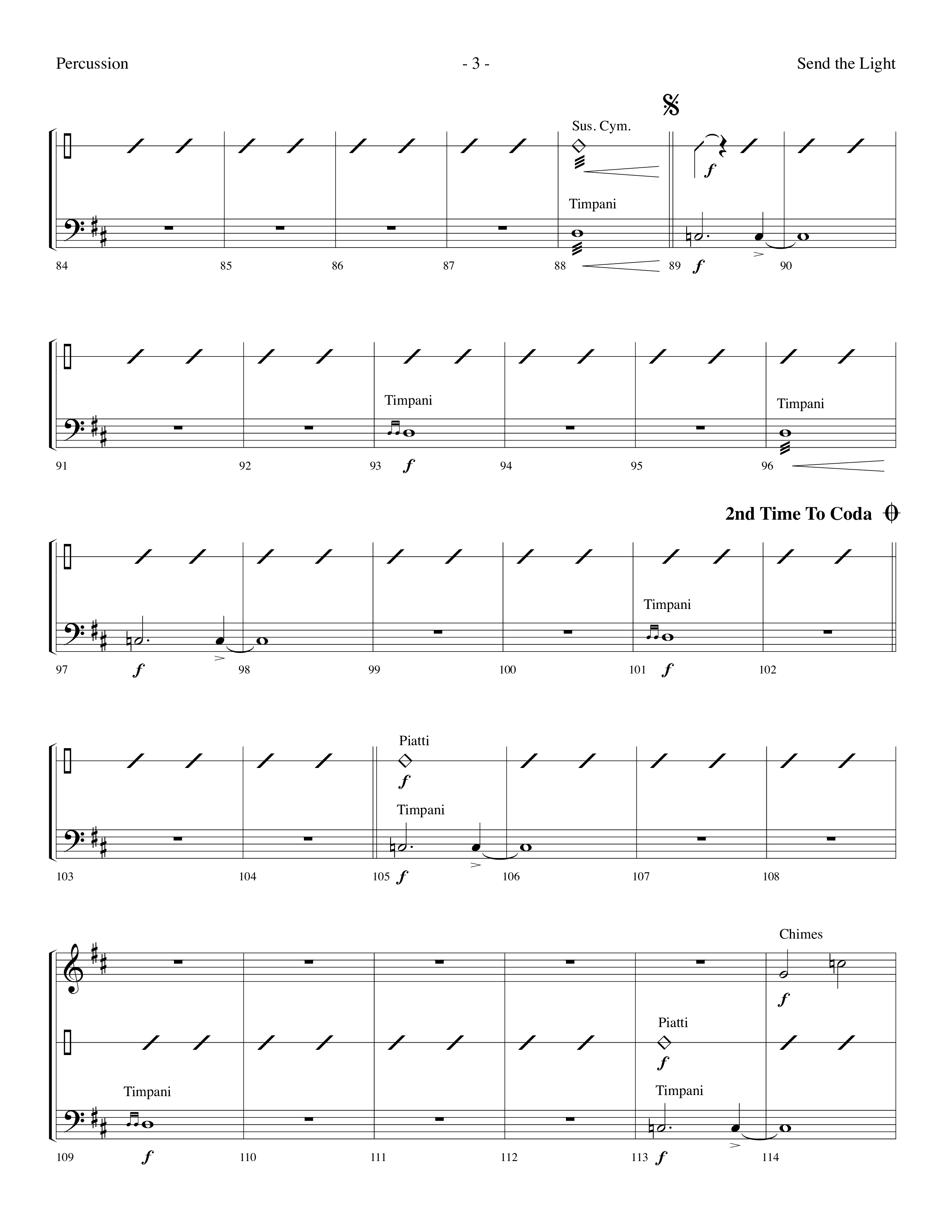 Send The Light (with He Reigns) (Choral Anthem SATB) Percussion (Lifeway Choral / Arr. Dennis Allen)