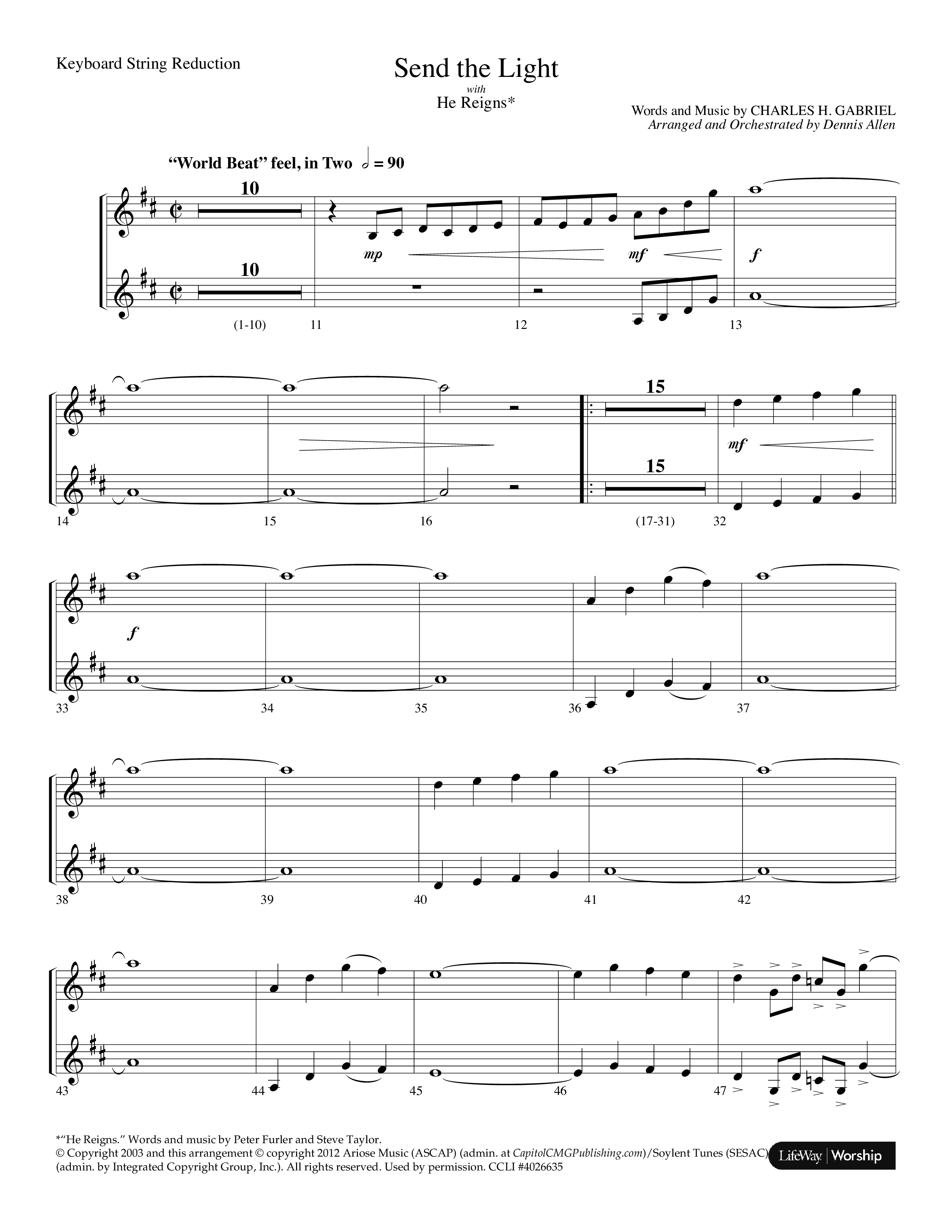 Send The Light (with He Reigns) (Choral Anthem SATB) String Reduction (Lifeway Choral / Arr. Dennis Allen)