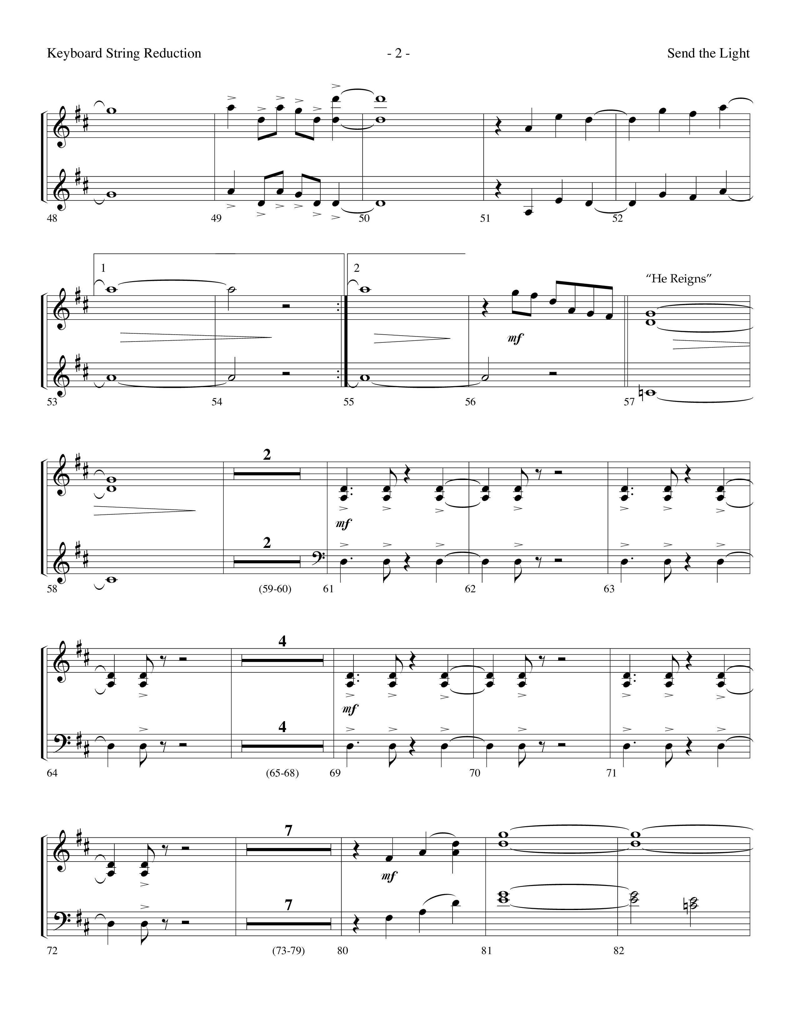 Send The Light (with He Reigns) (Choral Anthem SATB) String Reduction (Lifeway Choral / Arr. Dennis Allen)