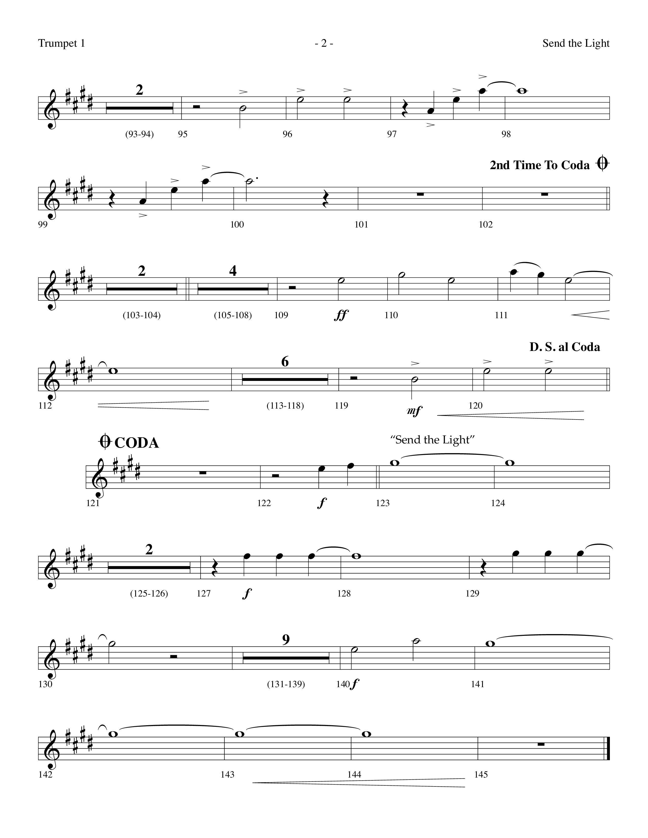 Send The Light (with He Reigns) (Choral Anthem SATB) Trumpet 1 (Lifeway Choral / Arr. Dennis Allen)
