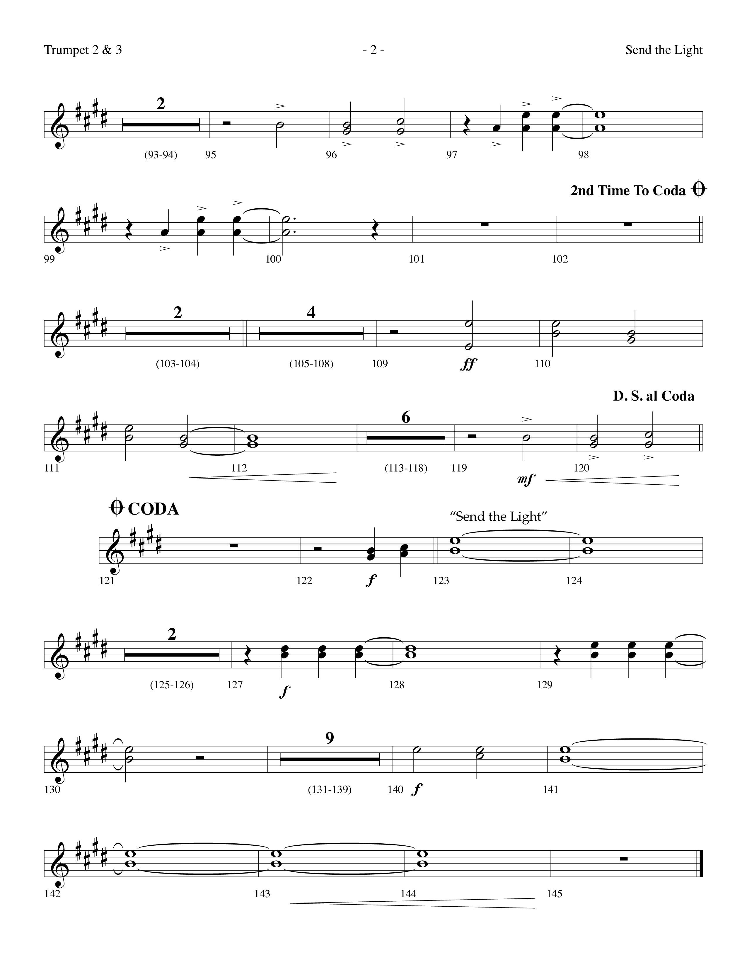 Send The Light (with He Reigns) (Choral Anthem SATB) Trumpet 2/3 (Lifeway Choral / Arr. Dennis Allen)