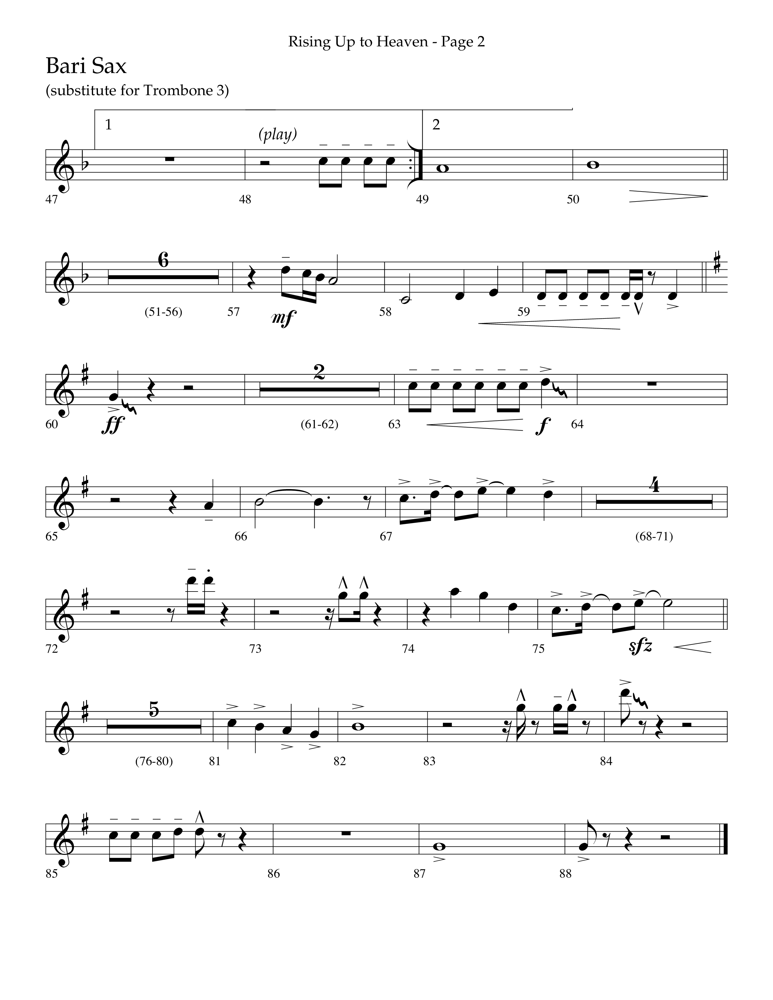 Rising Up To Heaven (Choral Anthem SATB) Bari Sax (Lifeway Choral / Arr. Craig Adams / Orch. Danny Zaloudik)
