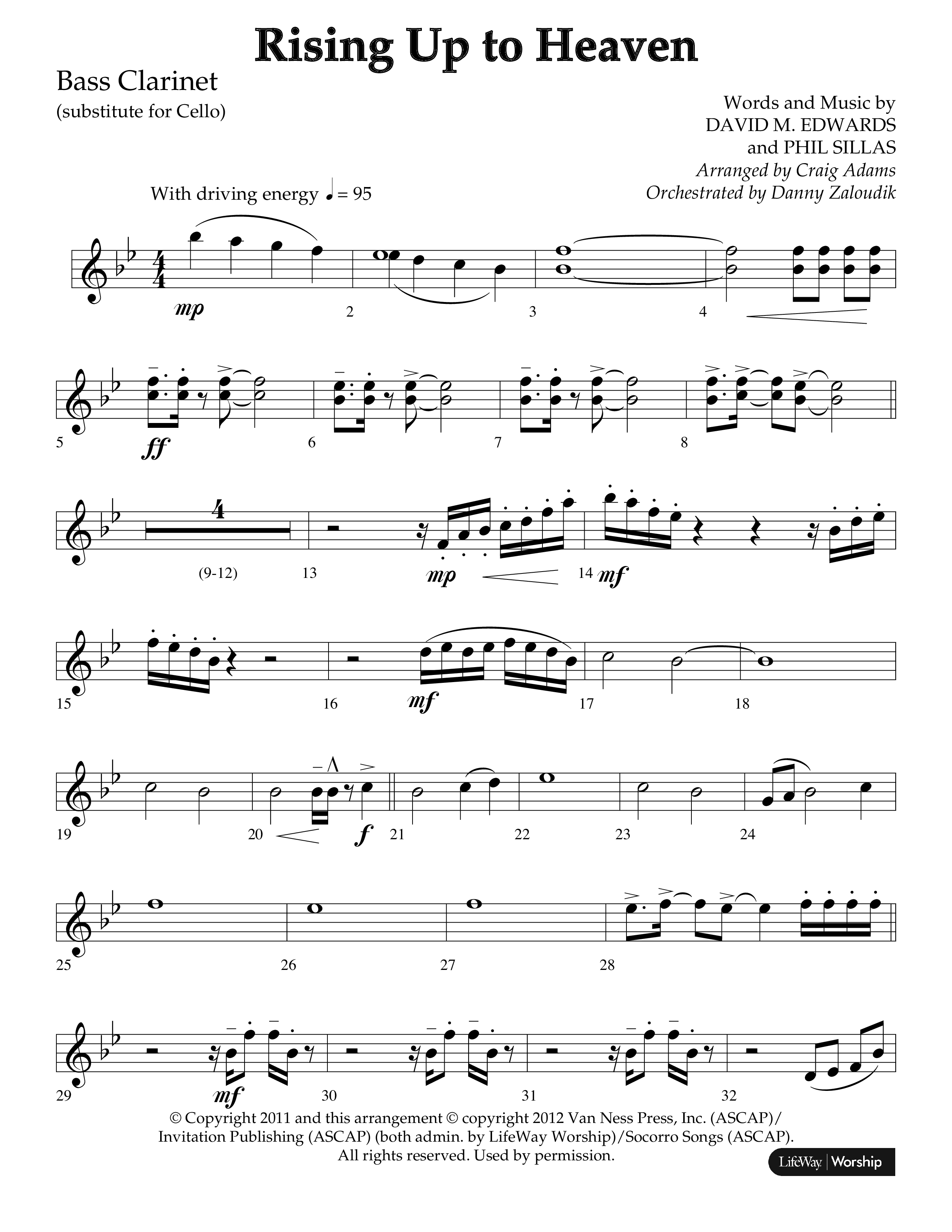 Rising Up To Heaven (Choral Anthem SATB) Bass Clarinet (Lifeway Choral / Arr. Craig Adams / Orch. Danny Zaloudik)