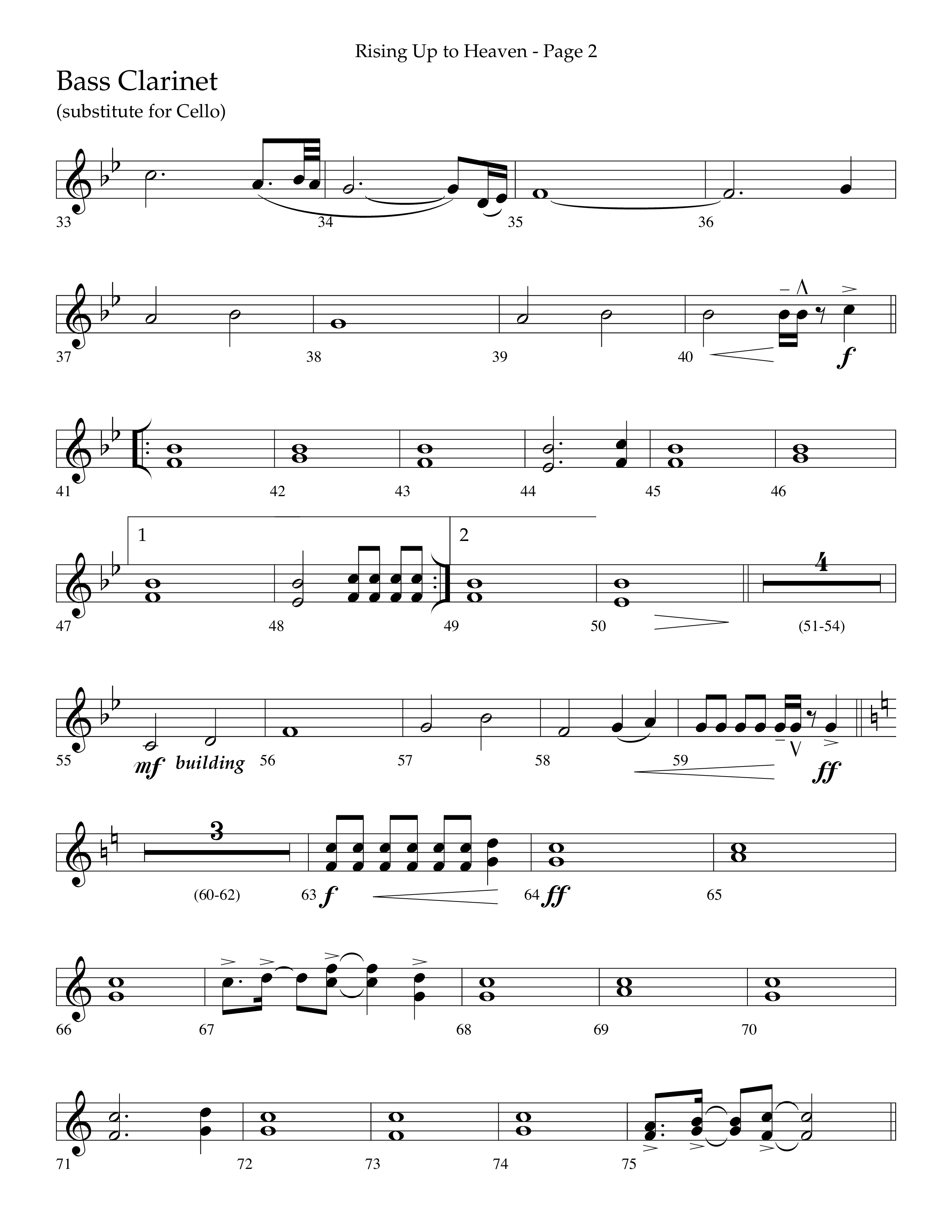 Rising Up To Heaven (Choral Anthem SATB) Bass Clarinet (Lifeway Choral / Arr. Craig Adams / Orch. Danny Zaloudik)