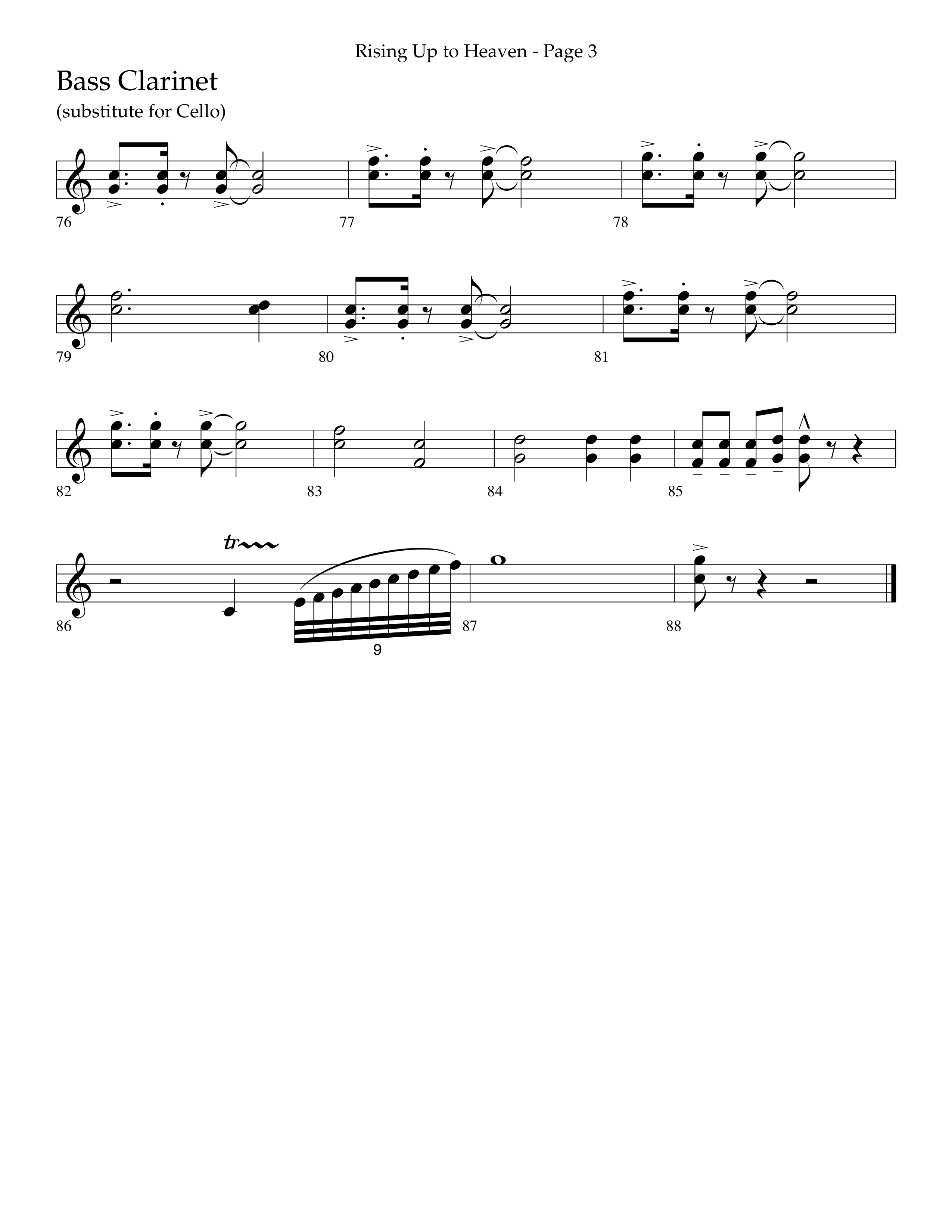 Rising Up To Heaven (Choral Anthem SATB) Bass Clarinet (Lifeway Choral / Arr. Craig Adams / Orch. Danny Zaloudik)