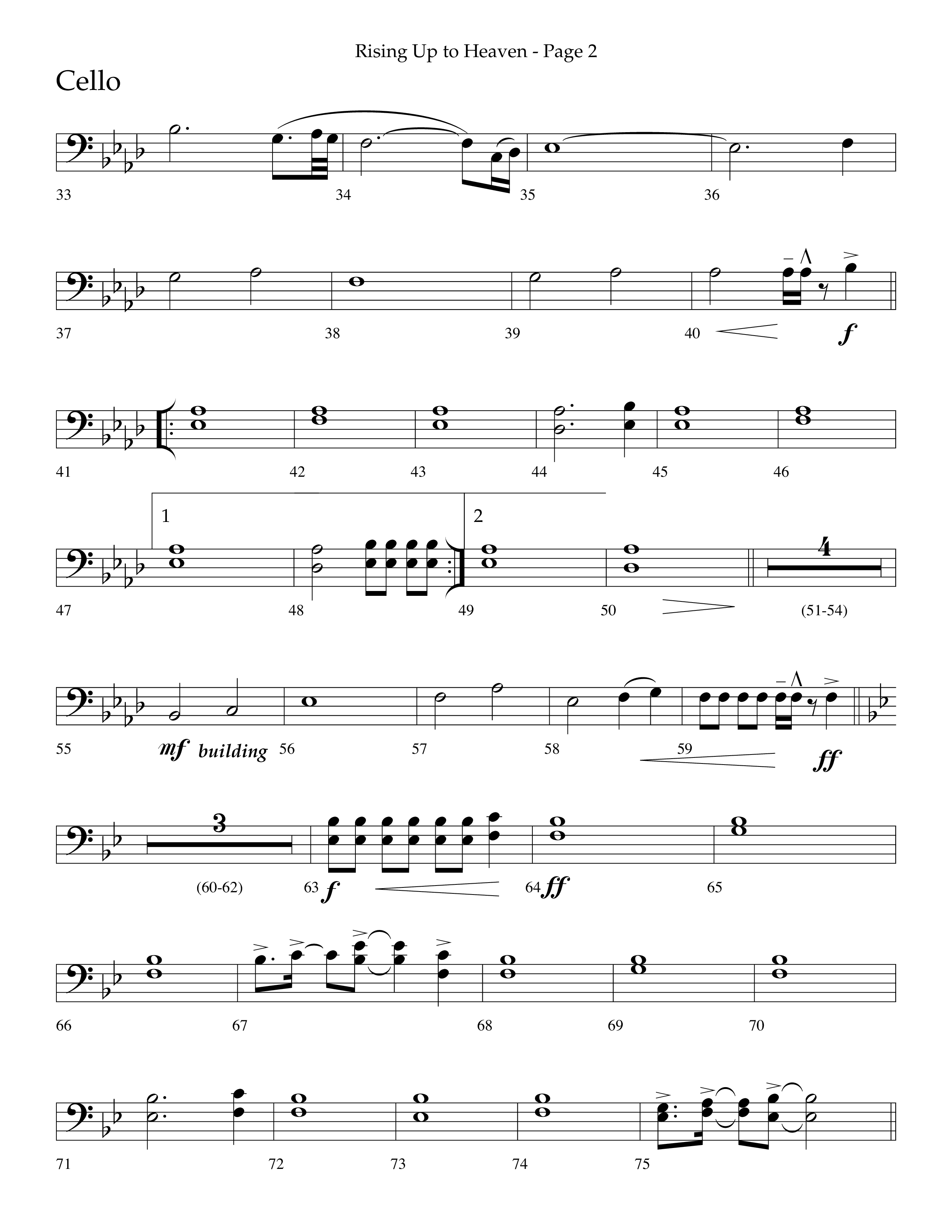 Rising Up To Heaven (Choral Anthem SATB) Cello (Lifeway Choral / Arr. Craig Adams / Orch. Danny Zaloudik)