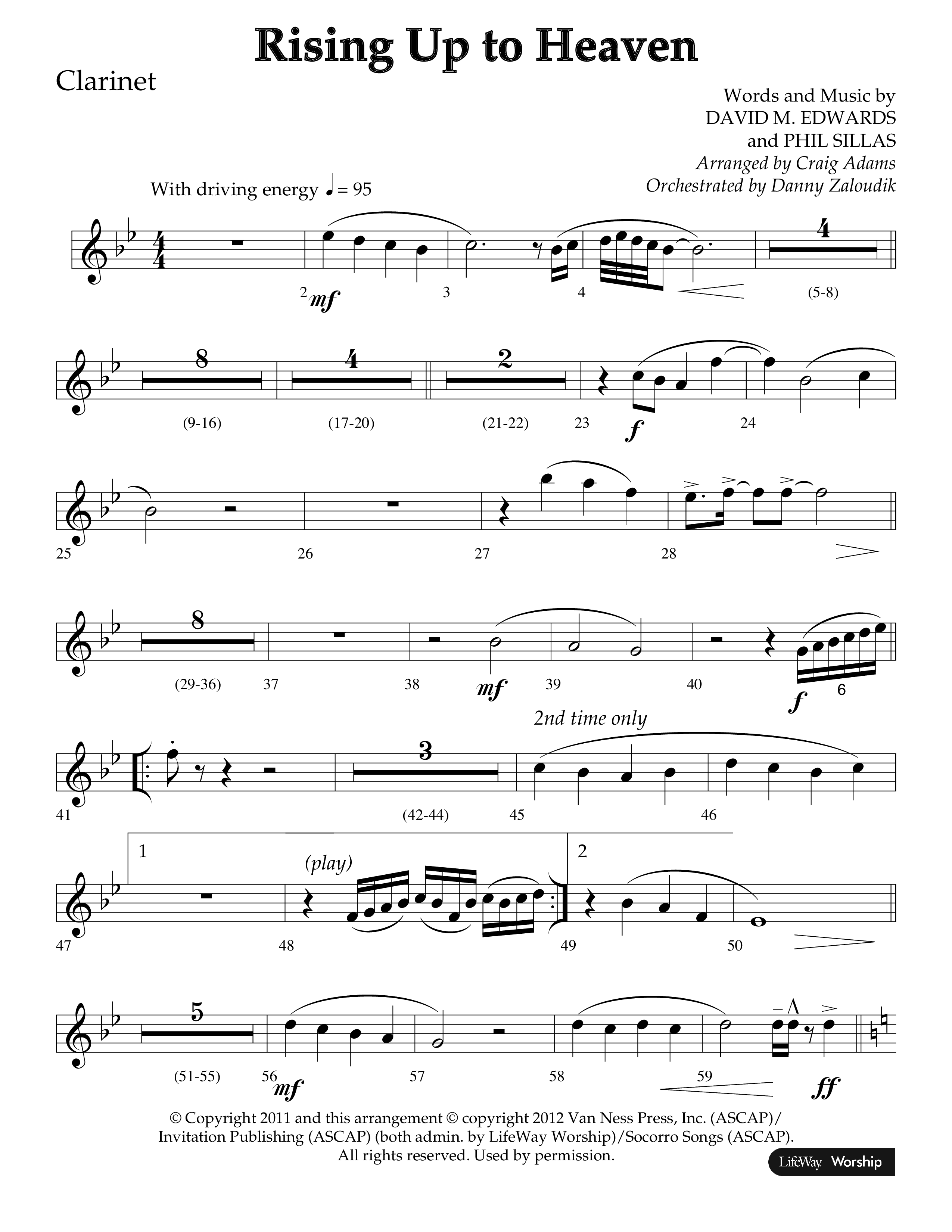Rising Up To Heaven (Choral Anthem SATB) Clarinet 1/2 (Lifeway Choral / Arr. Craig Adams / Orch. Danny Zaloudik)
