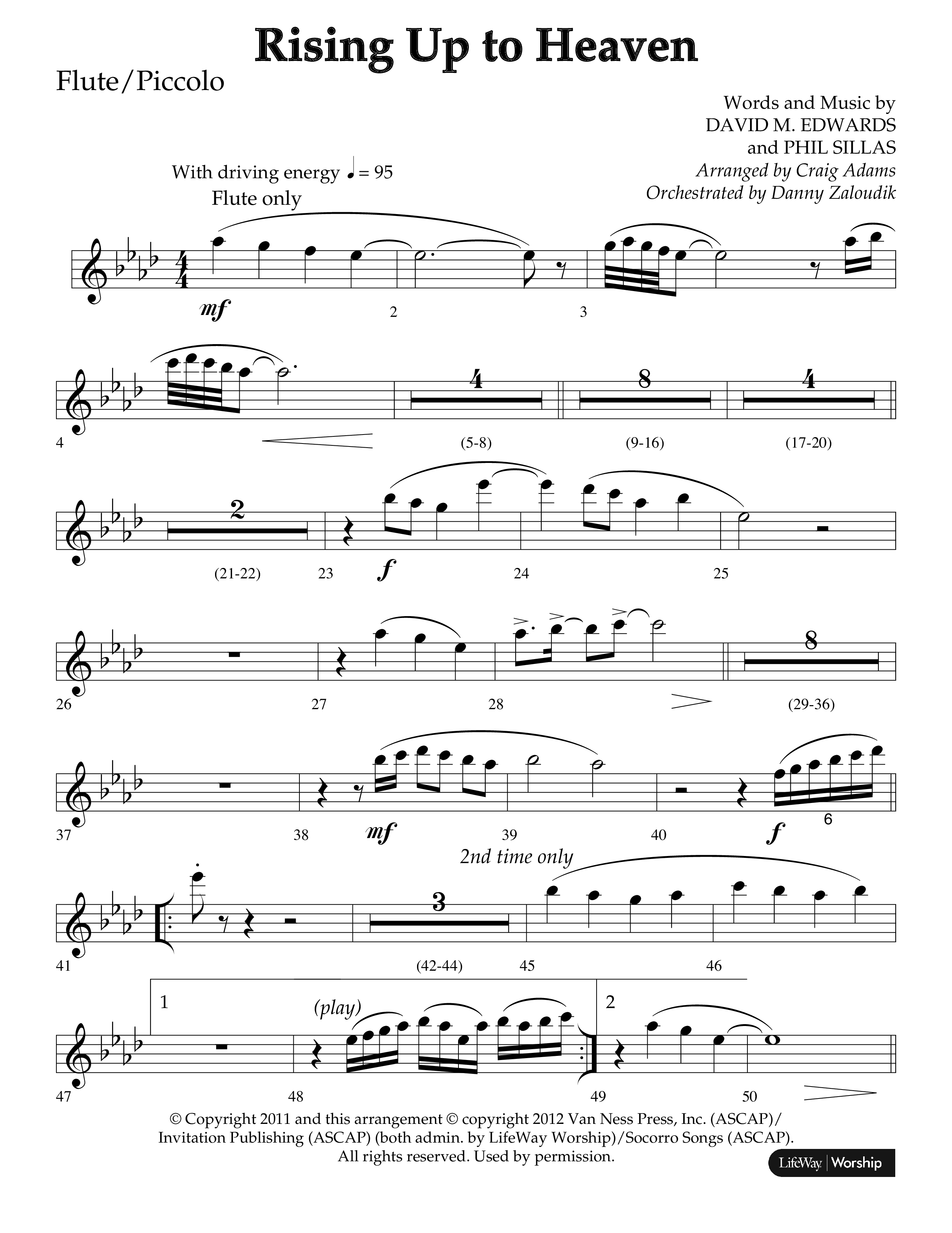 Rising Up To Heaven (Choral Anthem SATB) Flute/Piccolo (Lifeway Choral / Arr. Craig Adams / Orch. Danny Zaloudik)