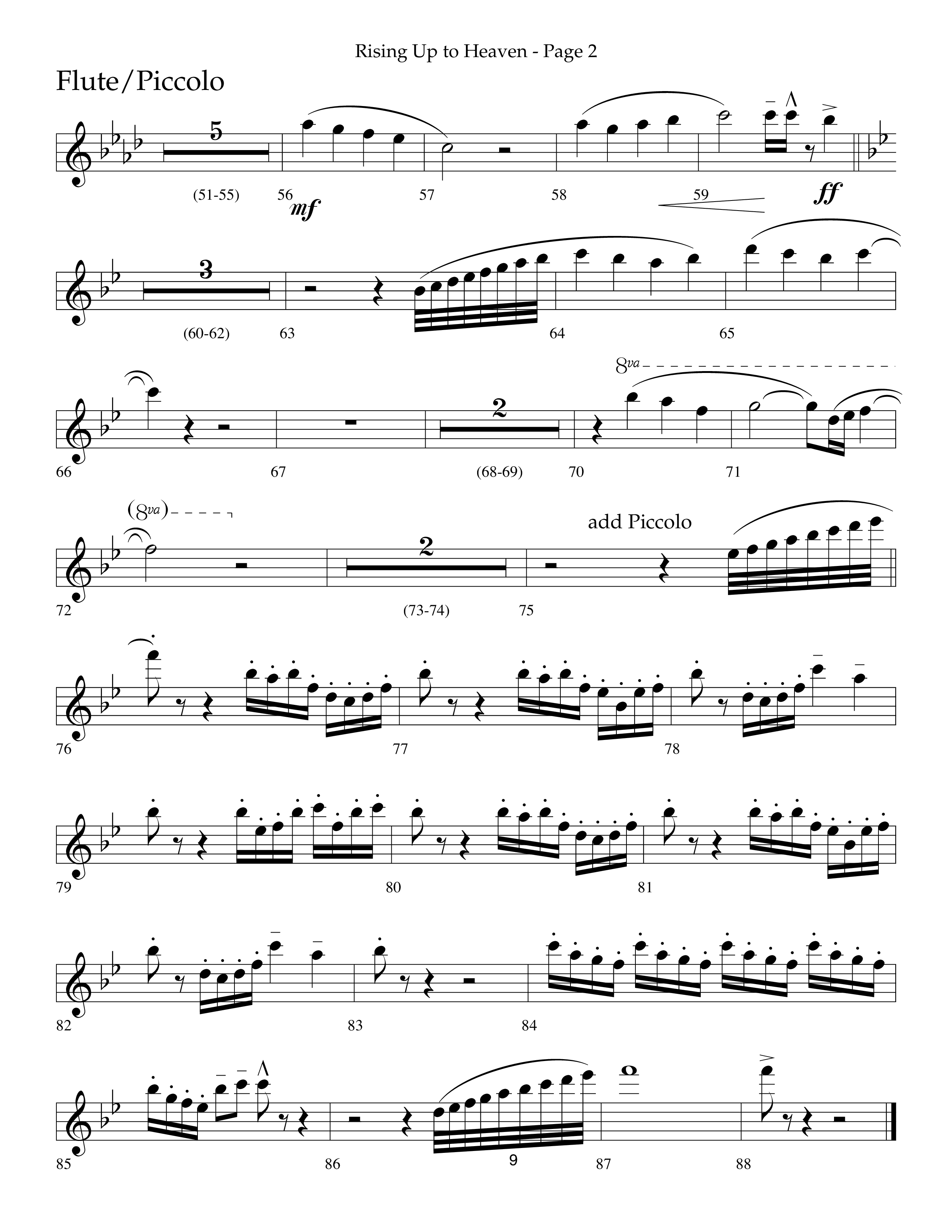 Rising Up To Heaven (Choral Anthem SATB) Flute/Piccolo (Lifeway Choral / Arr. Craig Adams / Orch. Danny Zaloudik)