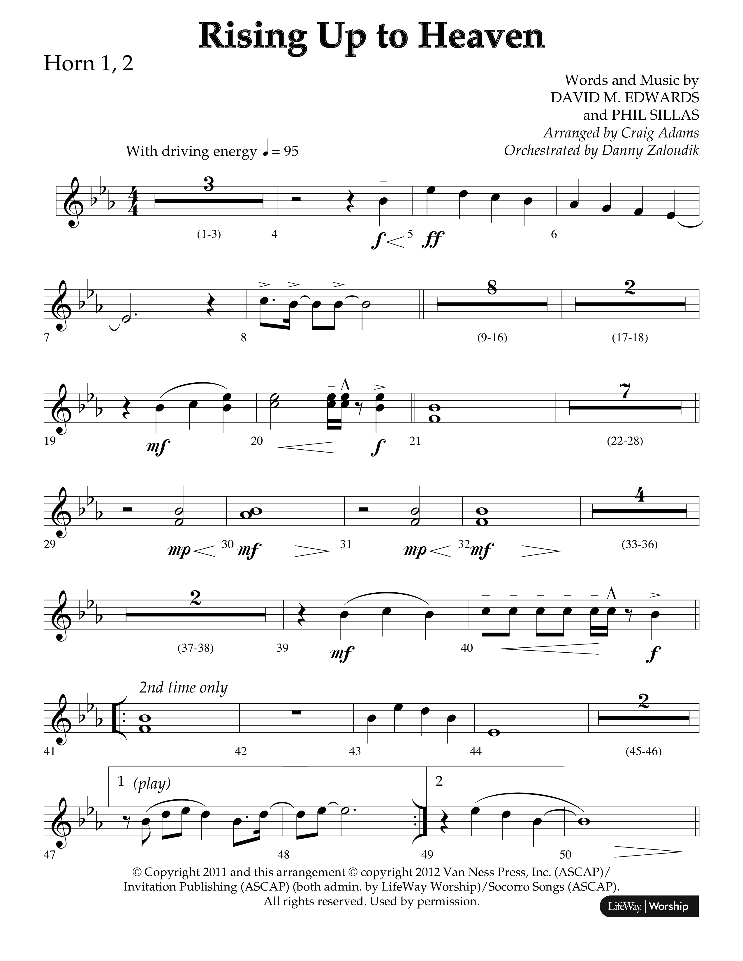 Rising Up To Heaven (Choral Anthem SATB) French Horn 1/2 (Lifeway Choral / Arr. Craig Adams / Orch. Danny Zaloudik)