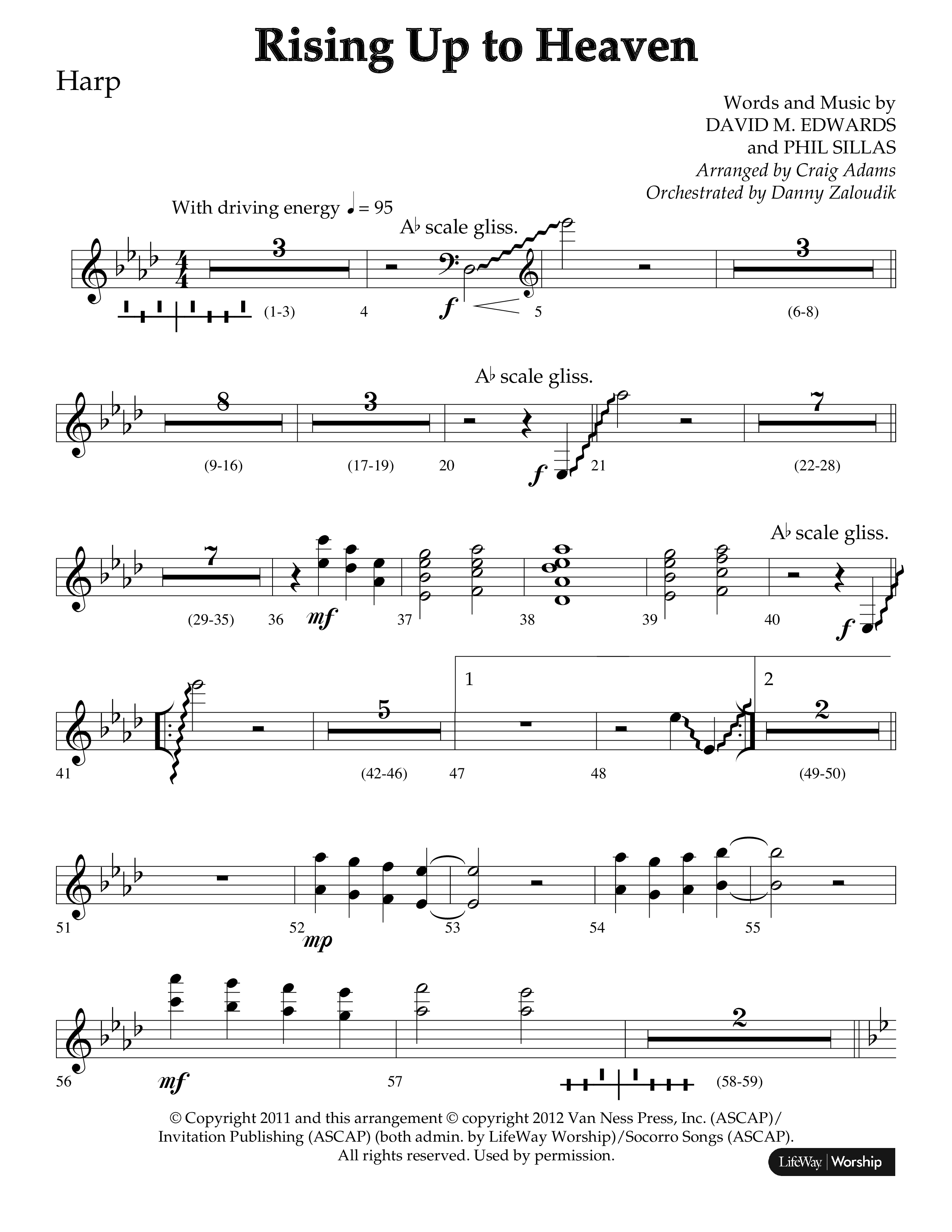Rising Up To Heaven (Choral Anthem SATB) Harp (Lifeway Choral / Arr. Craig Adams / Orch. Danny Zaloudik)