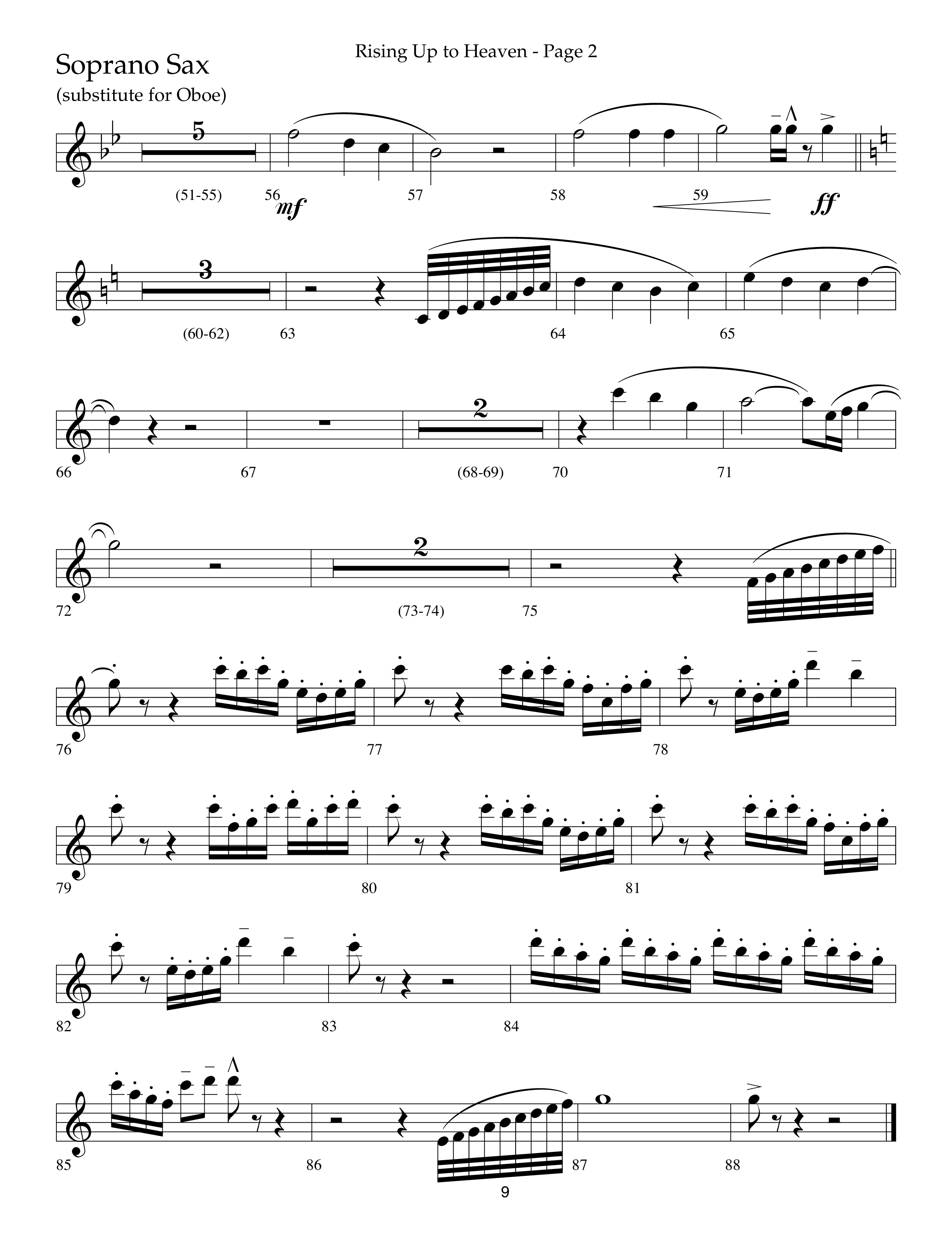 Rising Up To Heaven (Choral Anthem SATB) Soprano Sax (Lifeway Choral / Arr. Craig Adams / Orch. Danny Zaloudik)