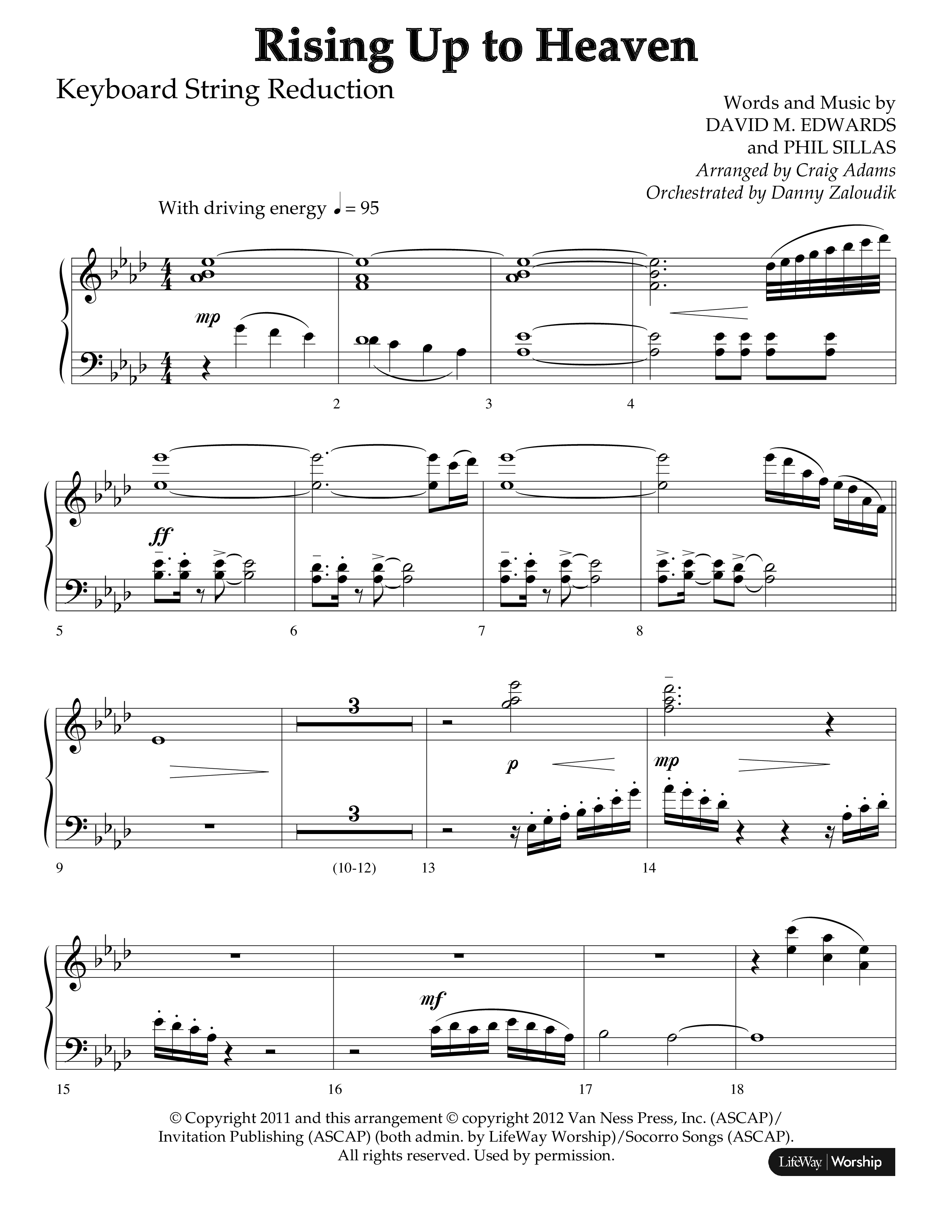 Rising Up To Heaven (Choral Anthem SATB) String Reduction (Lifeway Choral / Arr. Craig Adams / Orch. Danny Zaloudik)