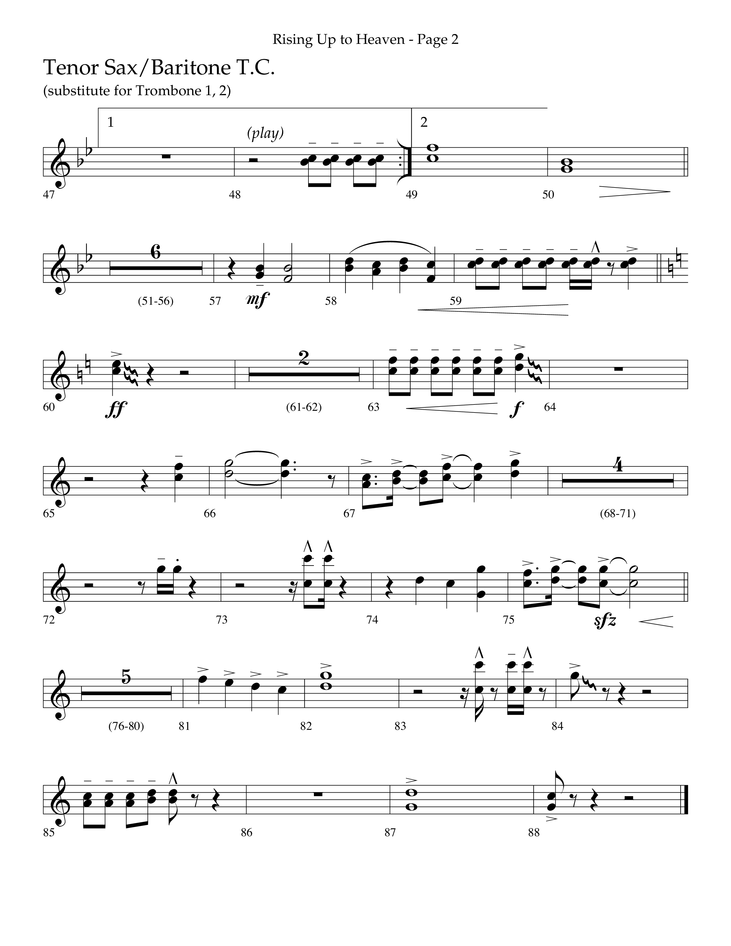 Rising Up To Heaven (Choral Anthem SATB) Tenor Sax/Baritone T.C. (Lifeway Choral / Arr. Craig Adams / Orch. Danny Zaloudik)