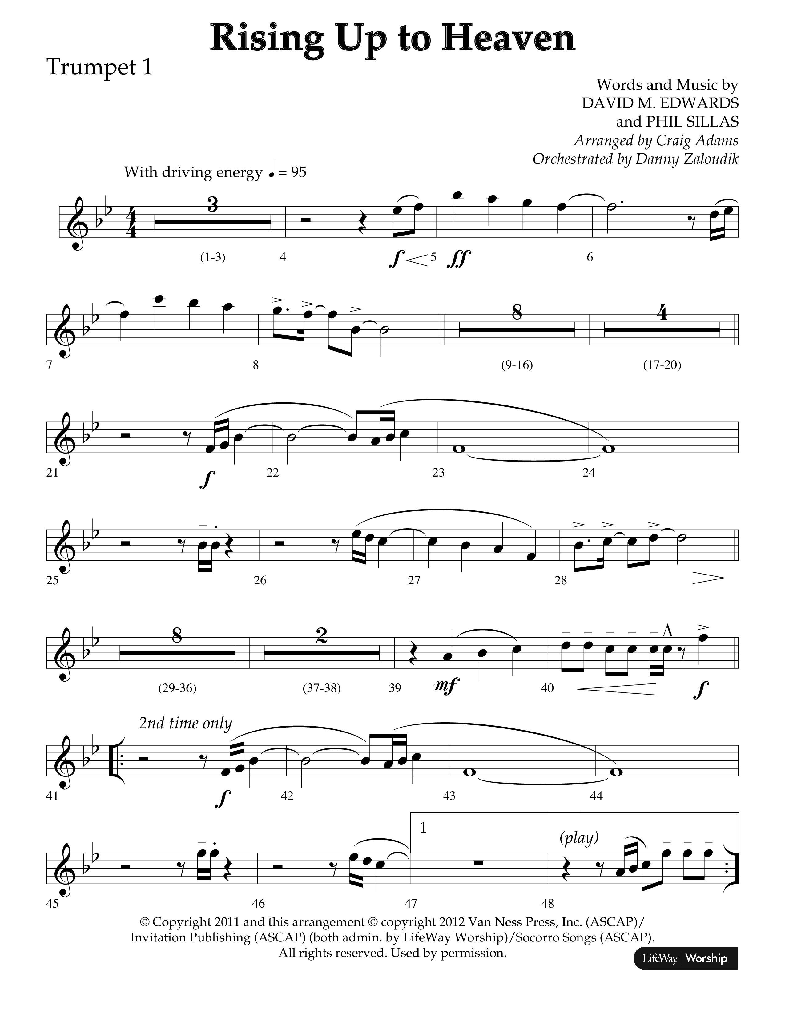 Rising Up To Heaven (Choral Anthem SATB) Trumpet 1 (Lifeway Choral / Arr. Craig Adams / Orch. Danny Zaloudik)