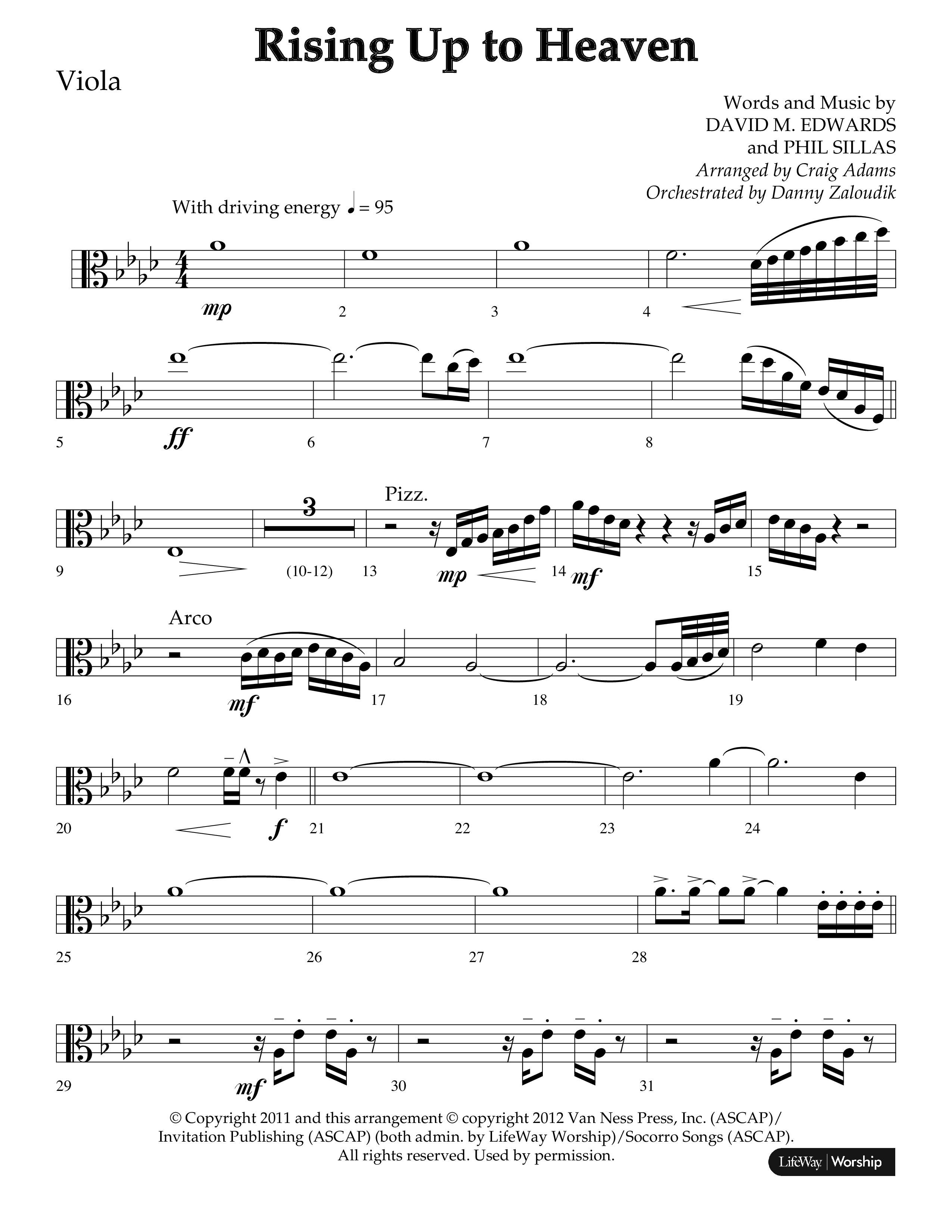 Rising Up To Heaven (Choral Anthem SATB) Viola (Lifeway Choral / Arr. Craig Adams / Orch. Danny Zaloudik)