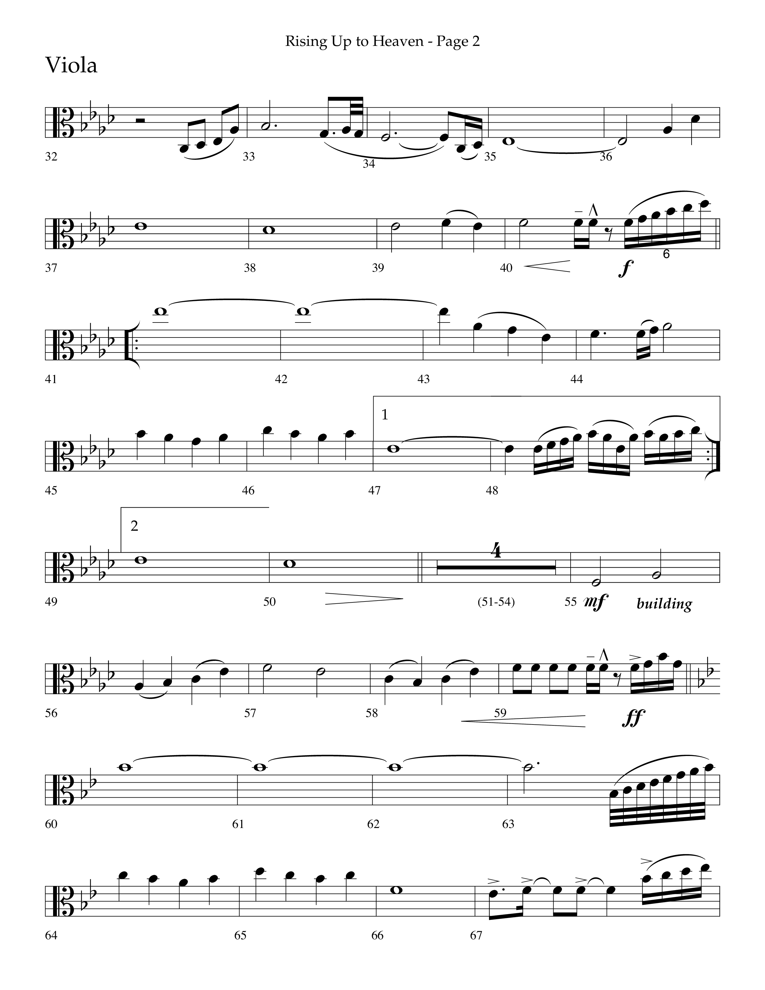 Rising Up To Heaven (Choral Anthem SATB) Viola (Lifeway Choral / Arr. Craig Adams / Orch. Danny Zaloudik)