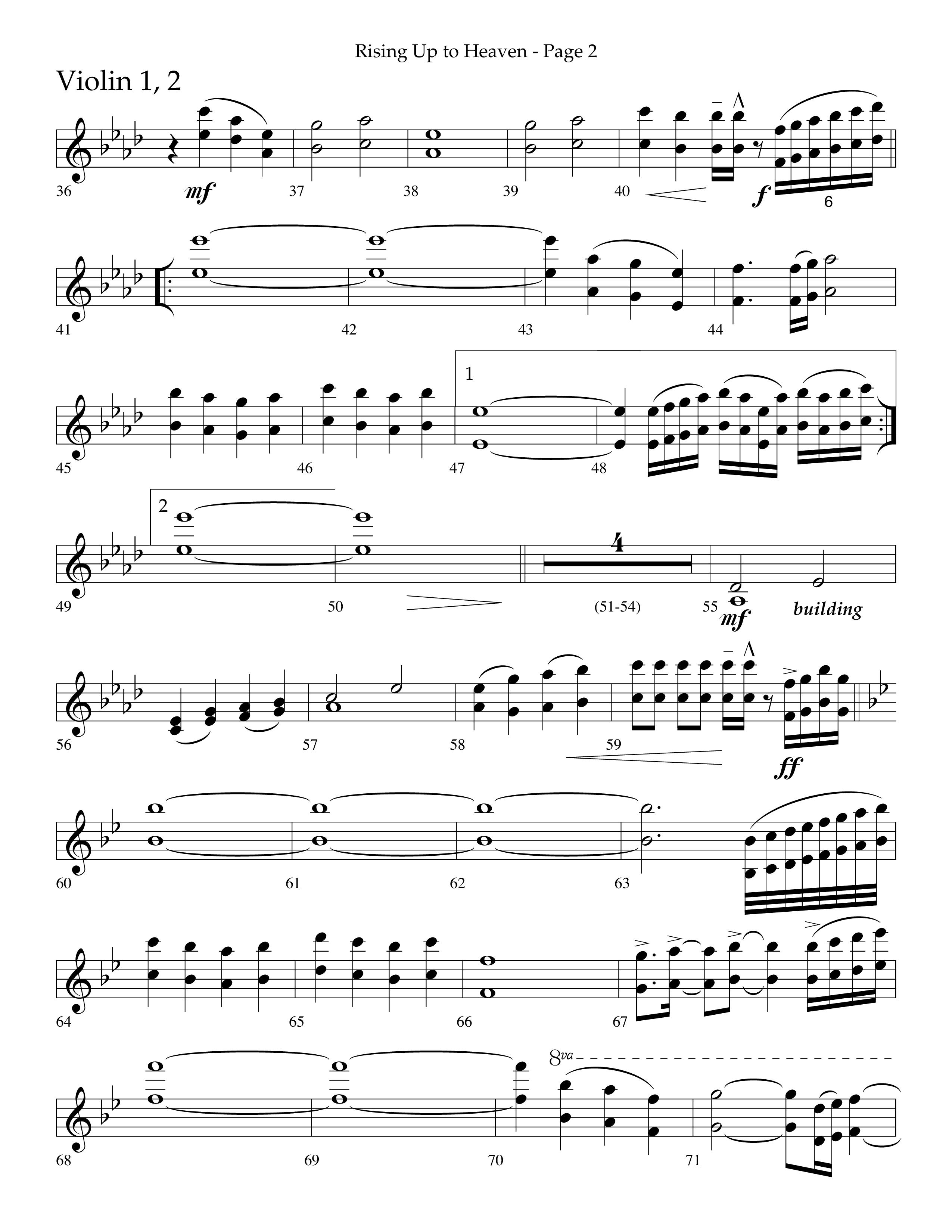 Rising Up To Heaven (Choral Anthem SATB) Violin 1/2 (Lifeway Choral / Arr. Craig Adams / Orch. Danny Zaloudik)