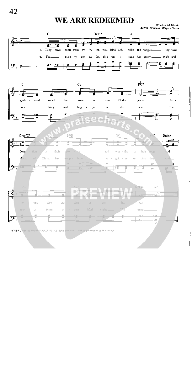We Are Redeemed Lead Sheet (The Steeles)