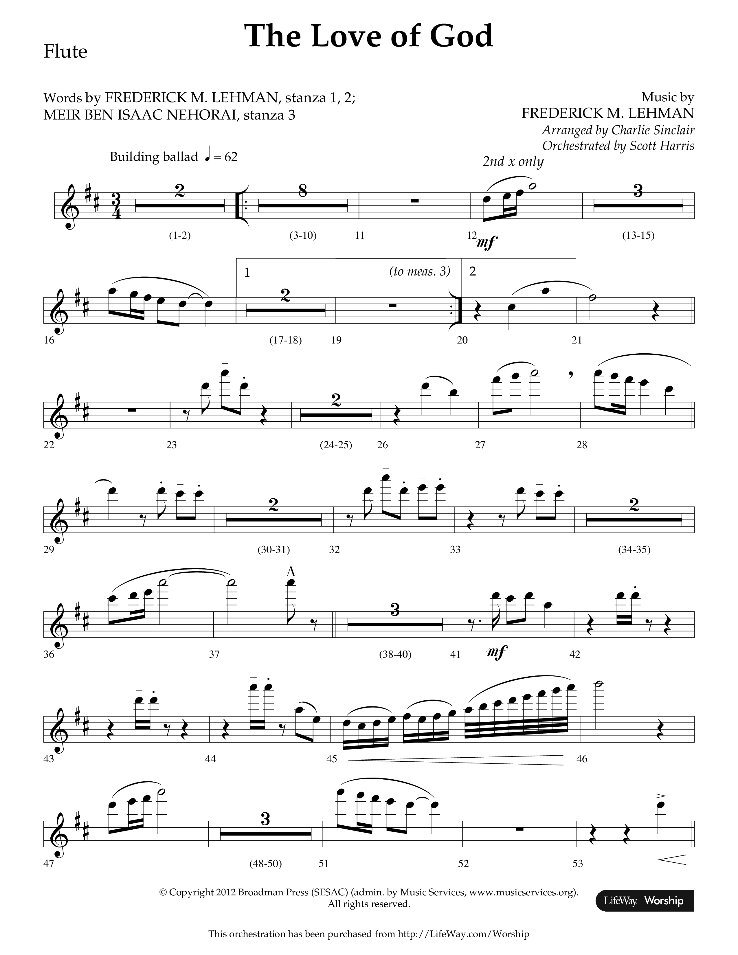 The Love of God (Choral Anthem SATB) Flute (Arr. Charlie Sinclair / Orch. Scott Harris / Lifeway Choral)