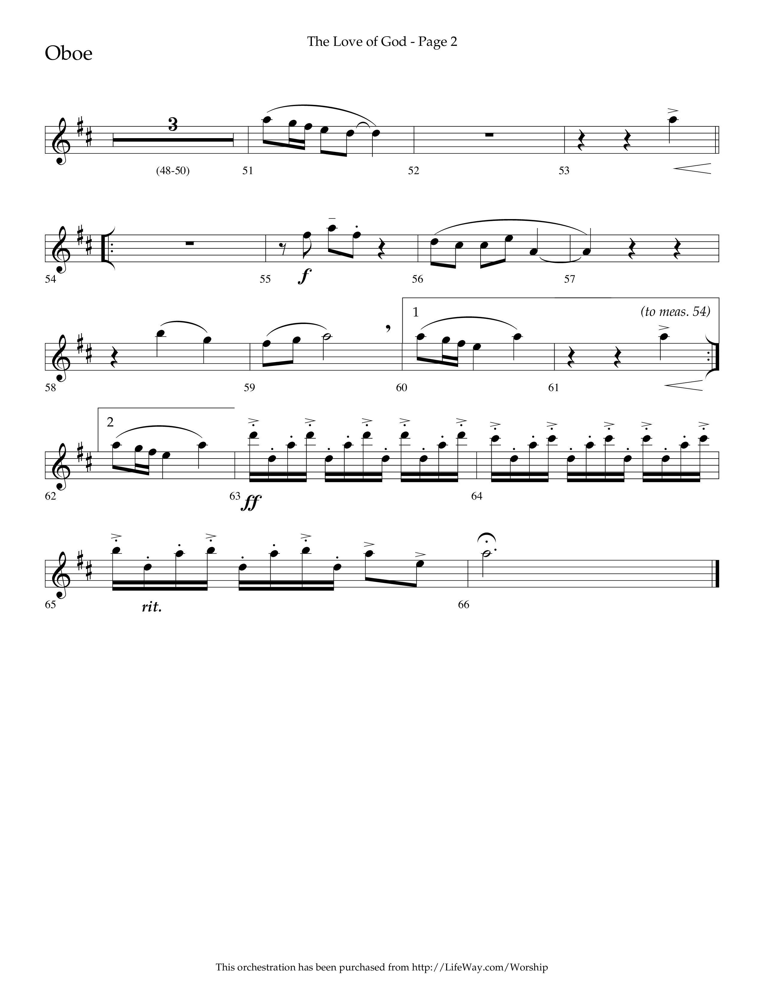 The Love of God (Choral Anthem SATB) Oboe (Arr. Charlie Sinclair / Orch. Scott Harris / Lifeway Choral)
