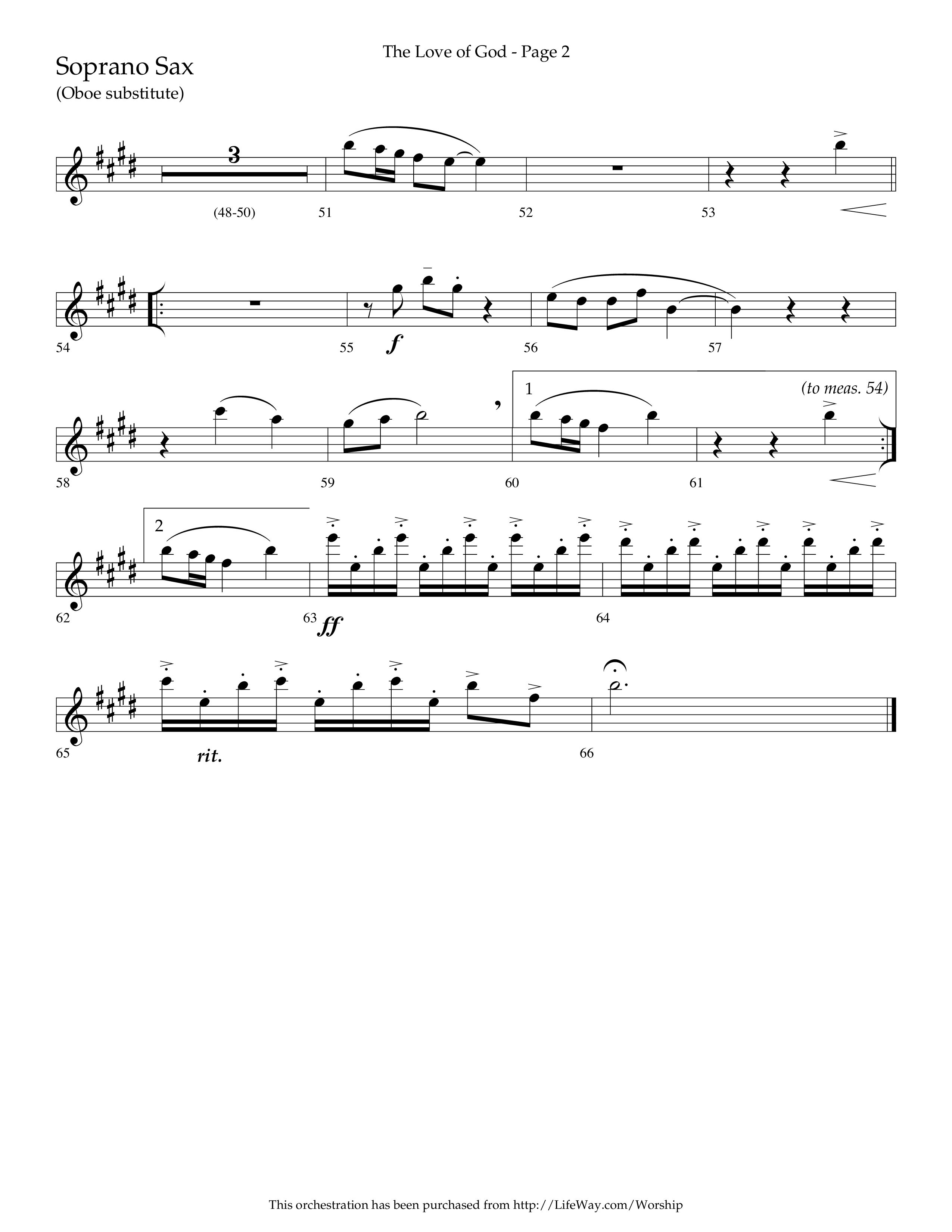 The Love of God (Choral Anthem SATB) Soprano Sax (Arr. Charlie Sinclair / Orch. Scott Harris / Lifeway Choral)