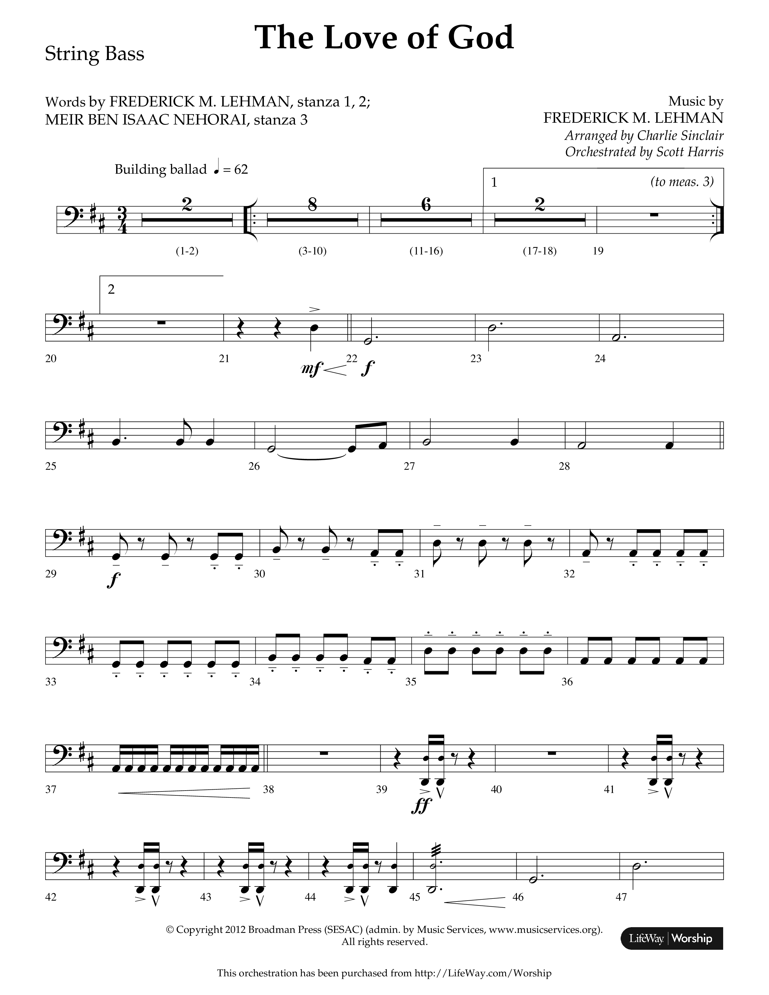 The Love of God (Choral Anthem SATB) String Bass (Arr. Charlie Sinclair / Orch. Scott Harris / Lifeway Choral)