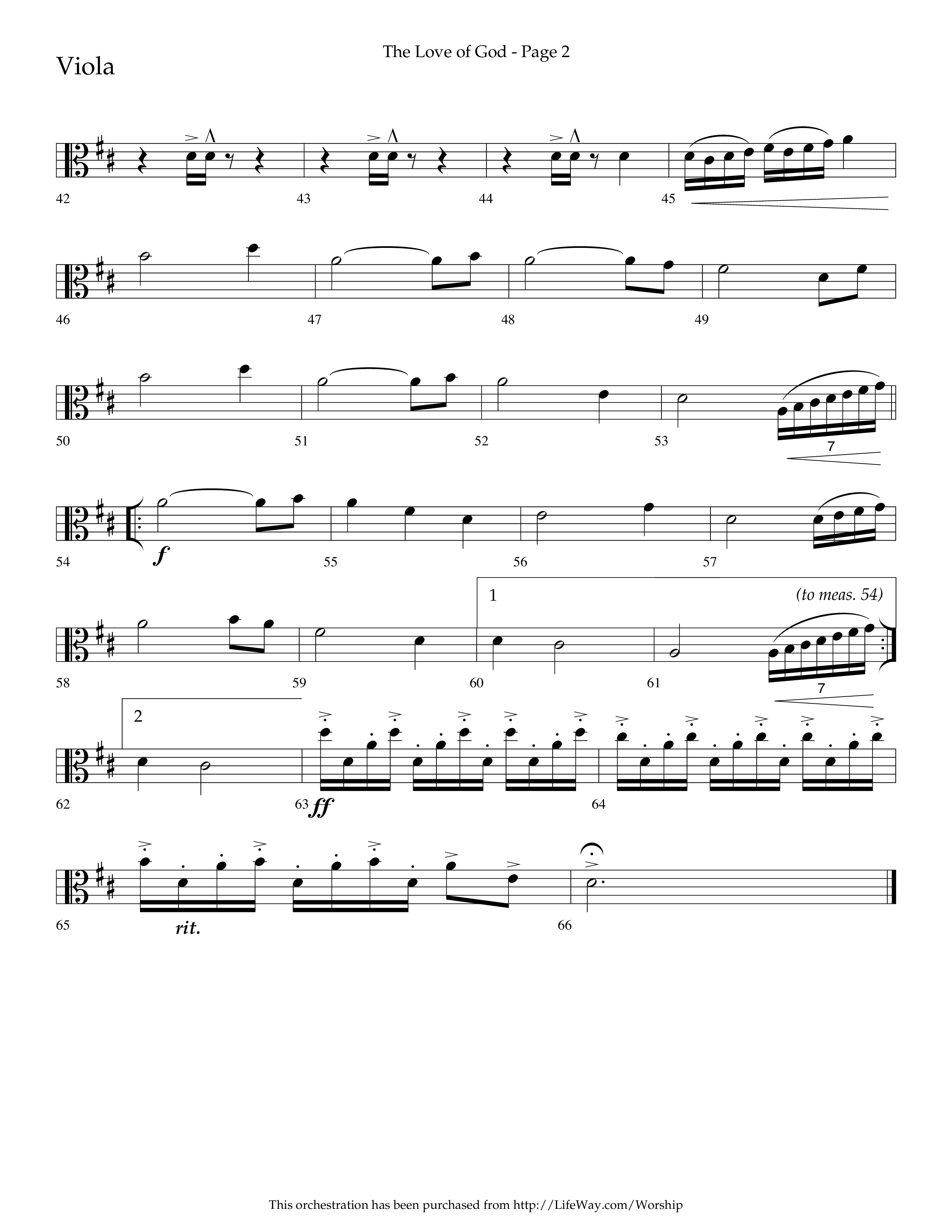 The Love of God (Choral Anthem SATB) Viola (Arr. Charlie Sinclair / Orch. Scott Harris / Lifeway Choral)