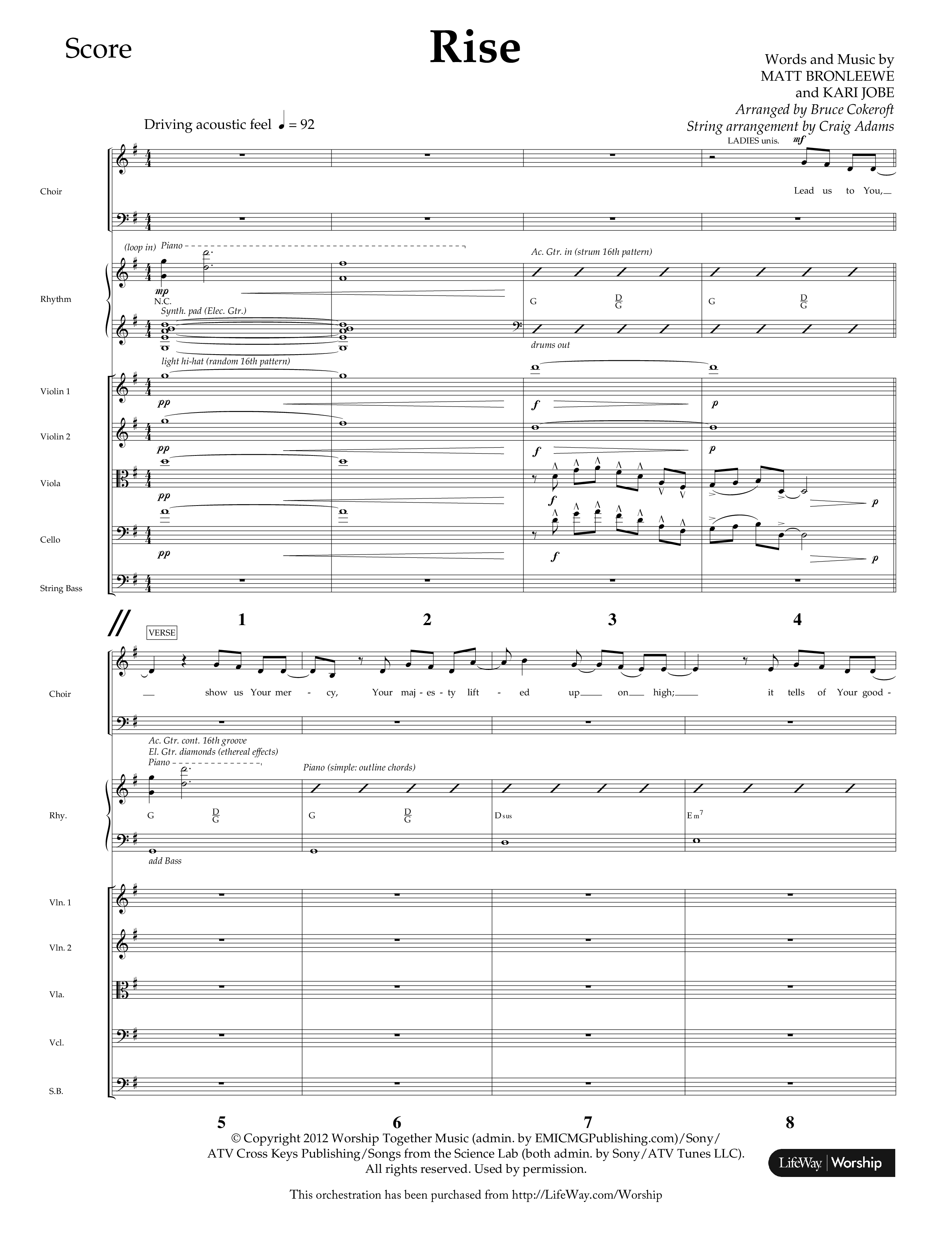 Rise (Choral Anthem SATB) Orchestration (Lifeway Choral / Arr. Bruce Cokeroft / Orch. Craig Adams)