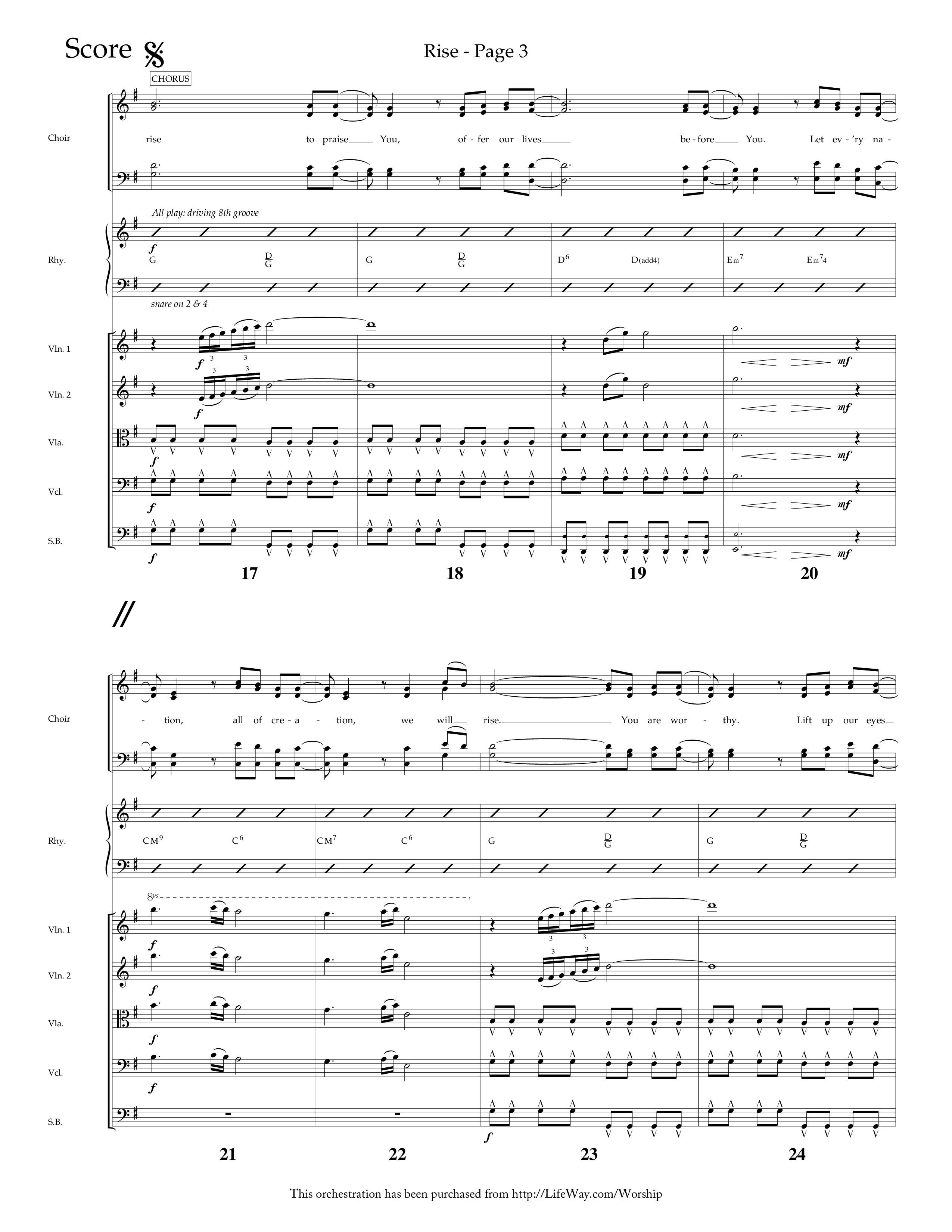 Rise (Choral Anthem SATB) Orchestration (Lifeway Choral / Arr. Bruce Cokeroft / Orch. Craig Adams)