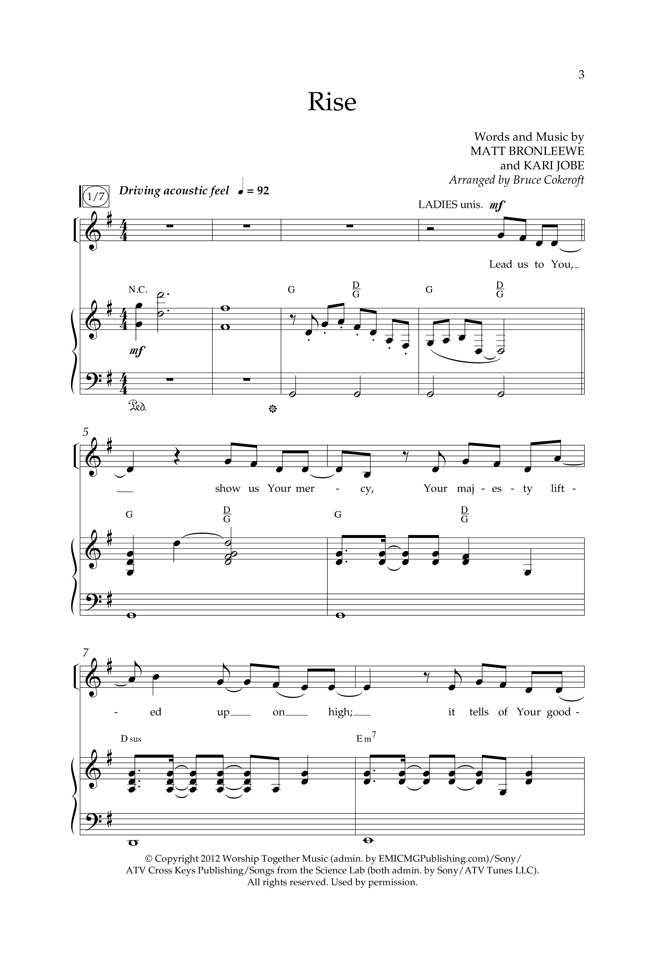 Rise (Choral Anthem SATB) Anthem (SATB/Piano) (Lifeway Choral / Arr. Bruce Cokeroft / Orch. Craig Adams)