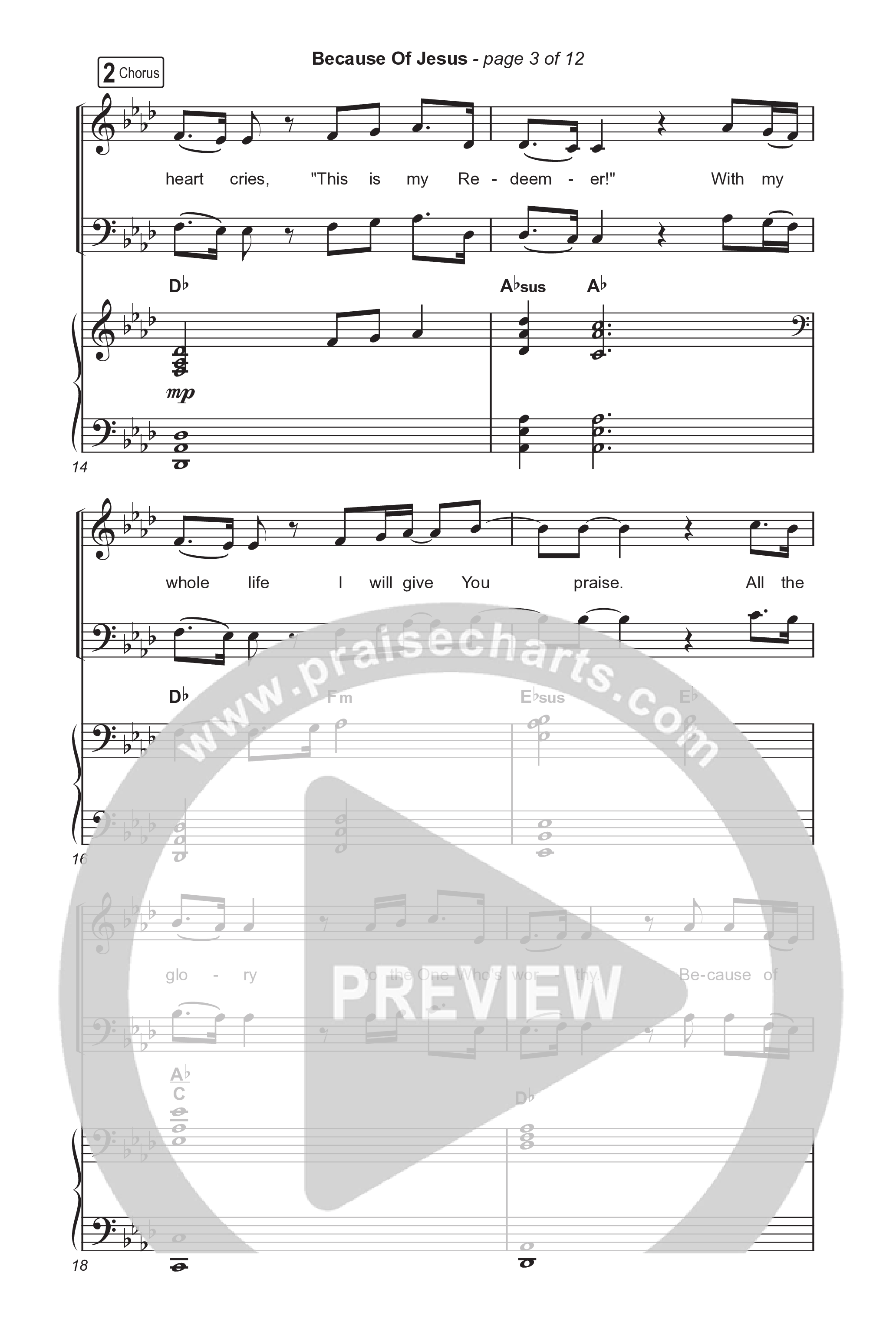 Because Of Jesus (Choral Anthem SATB) Octavo (SATB & Pno) (Charity Gayle / Arr. Luke Gambill)