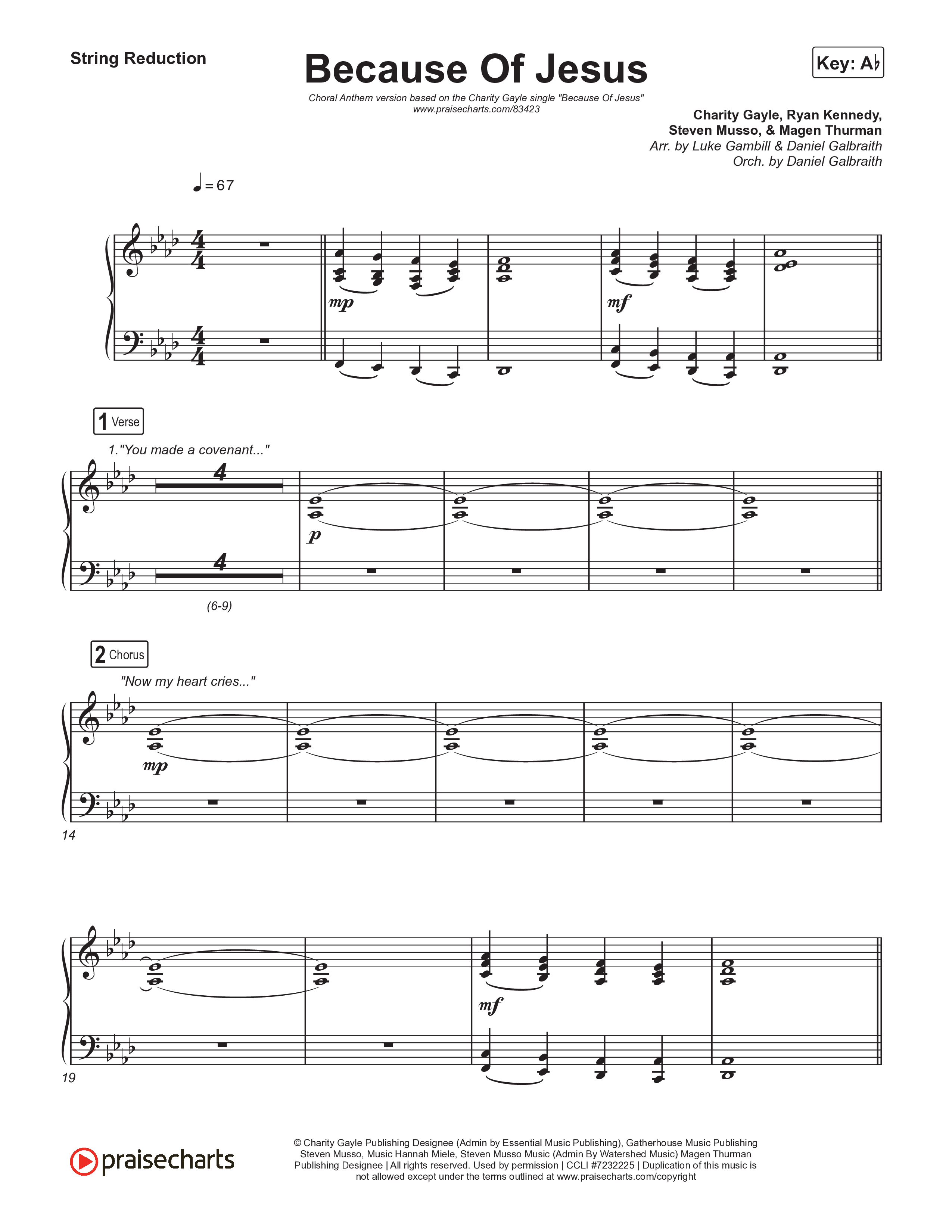 Because Of Jesus (Choral Anthem SATB) String Reduction (Charity Gayle / Arr. Luke Gambill)
