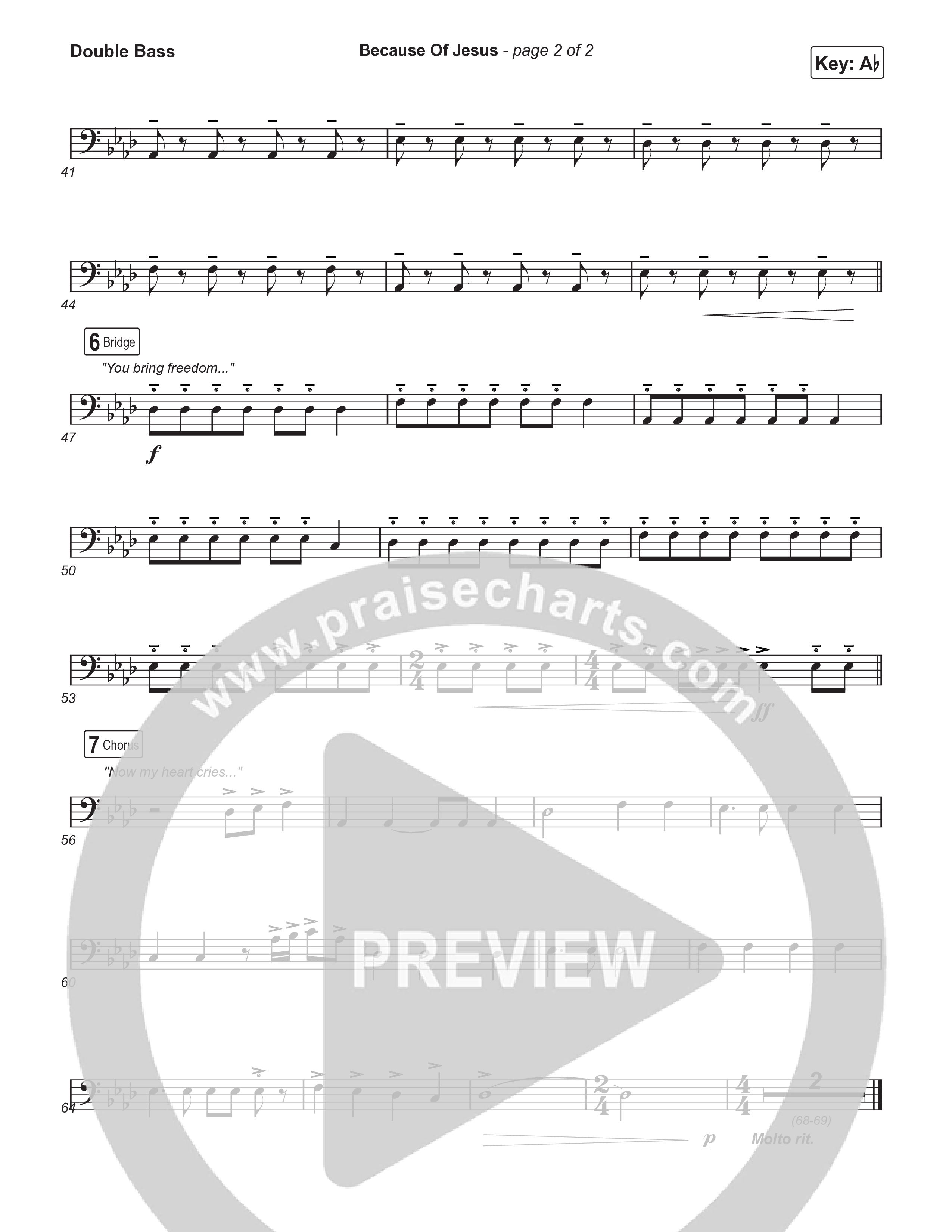 Because Of Jesus (Sing It Now) Double Bass (Charity Gayle / Arr. Luke Gambill)