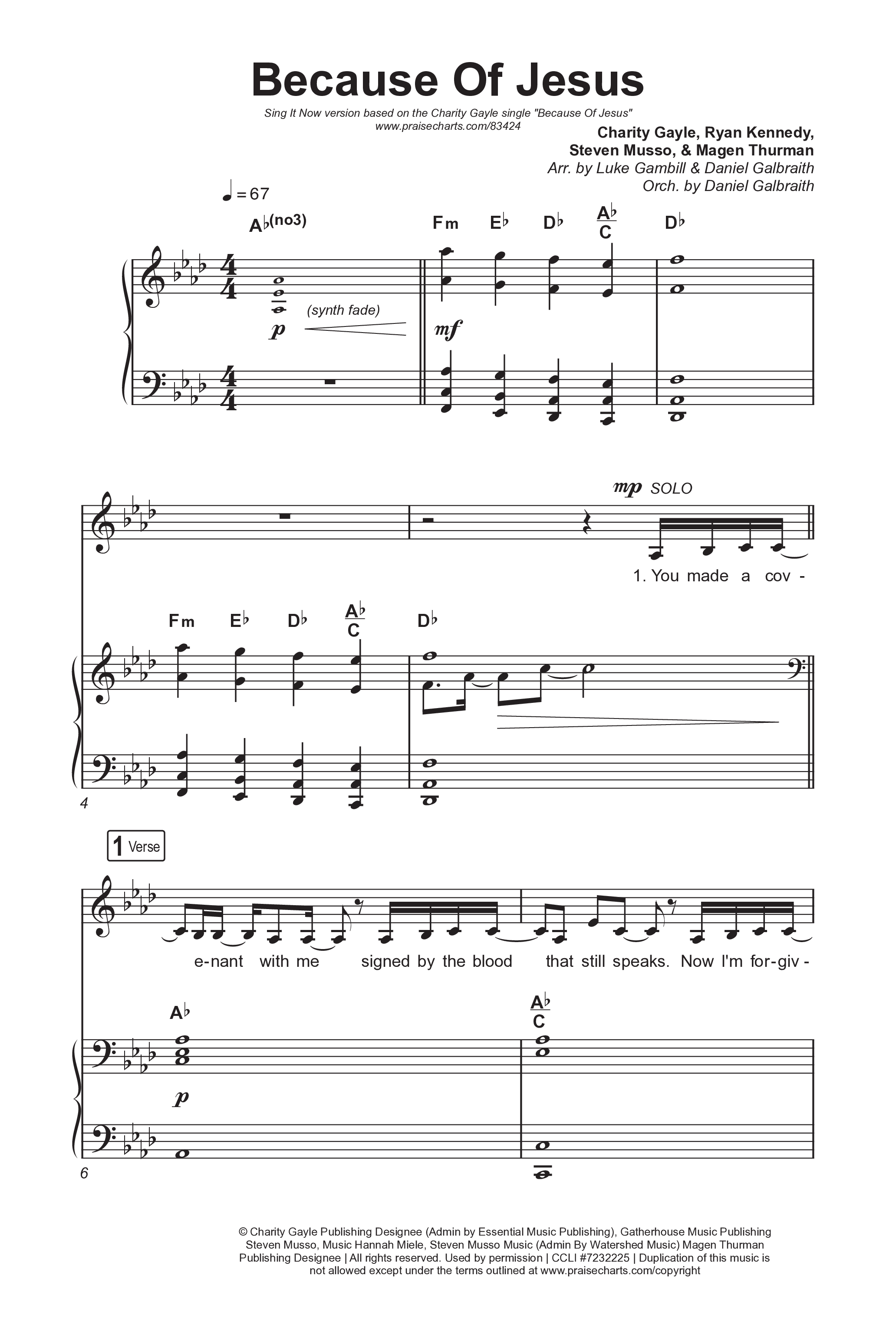 Because Of Jesus (Sing It Now) Octavo (SATB & Pno) (Charity Gayle / Arr. Luke Gambill)