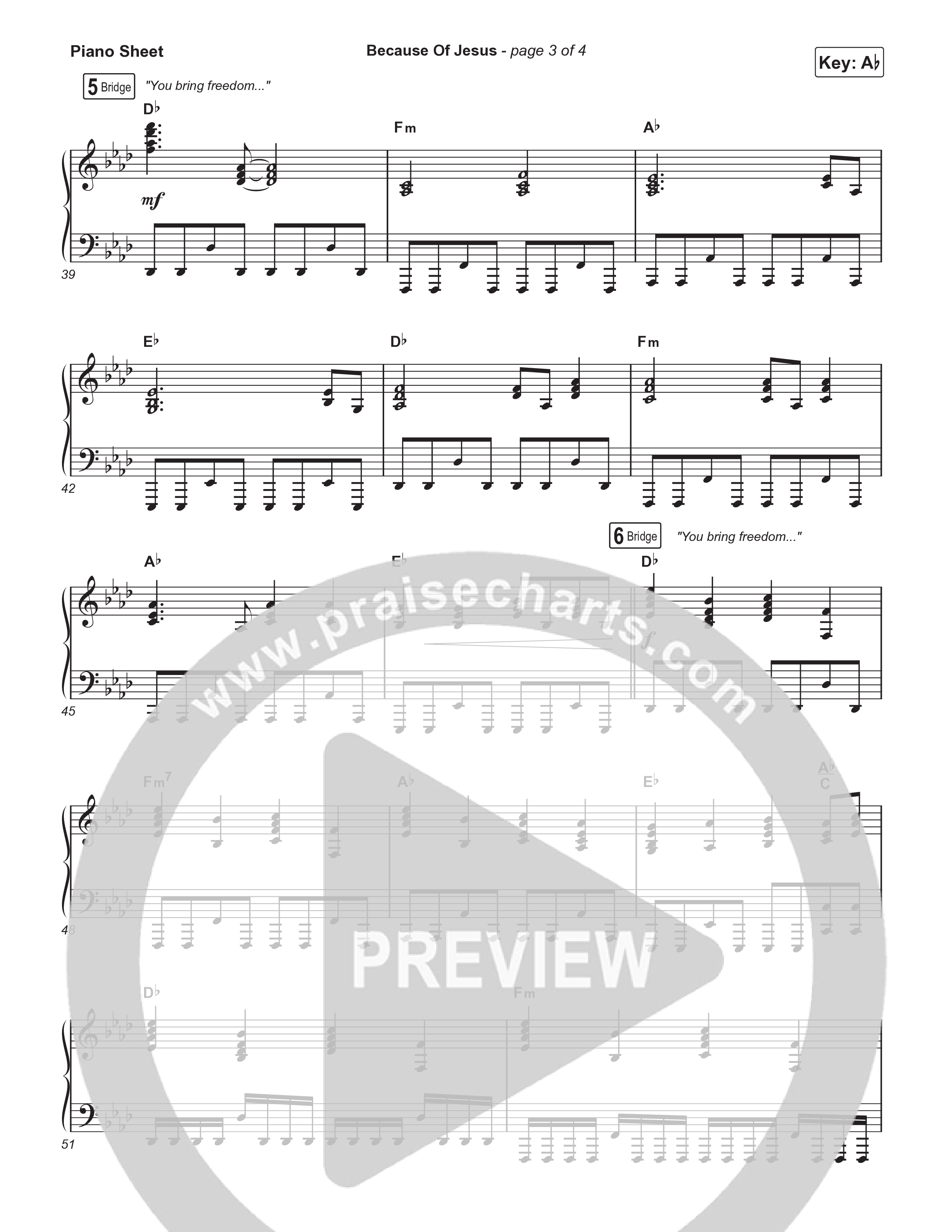 Because Of Jesus (Sing It Now) Piano Sheet (Charity Gayle / Arr. Luke Gambill)