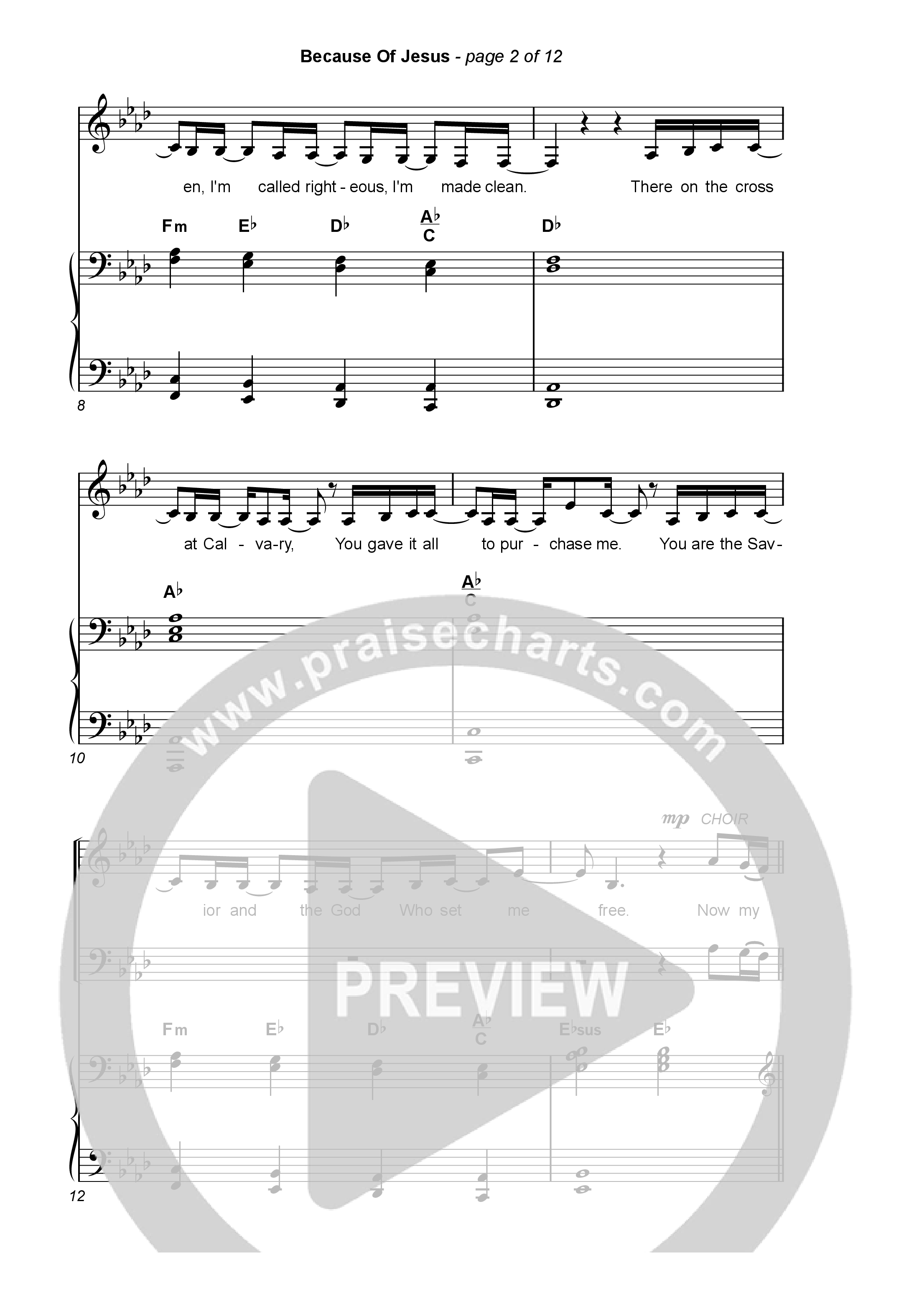 Because Of Jesus (Worship Choir/SAB) Octavo (SAB & Pno) (Charity Gayle / Arr. Luke Gambill)