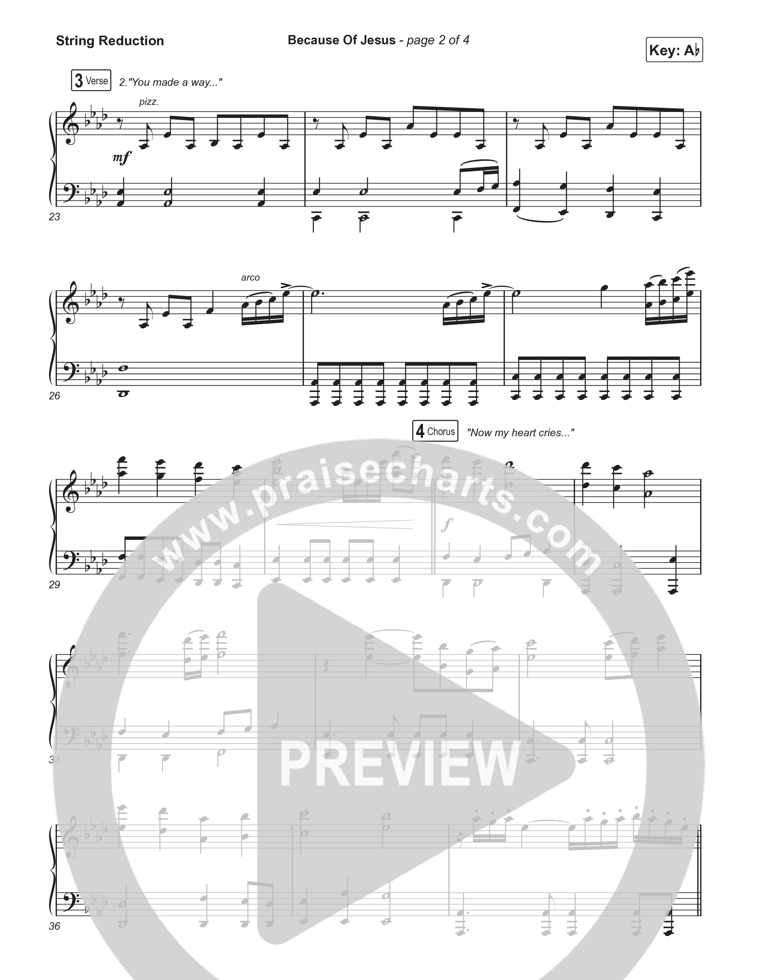 Because Of Jesus (Worship Choir/SAB) String Reduction (Charity Gayle / Arr. Luke Gambill)