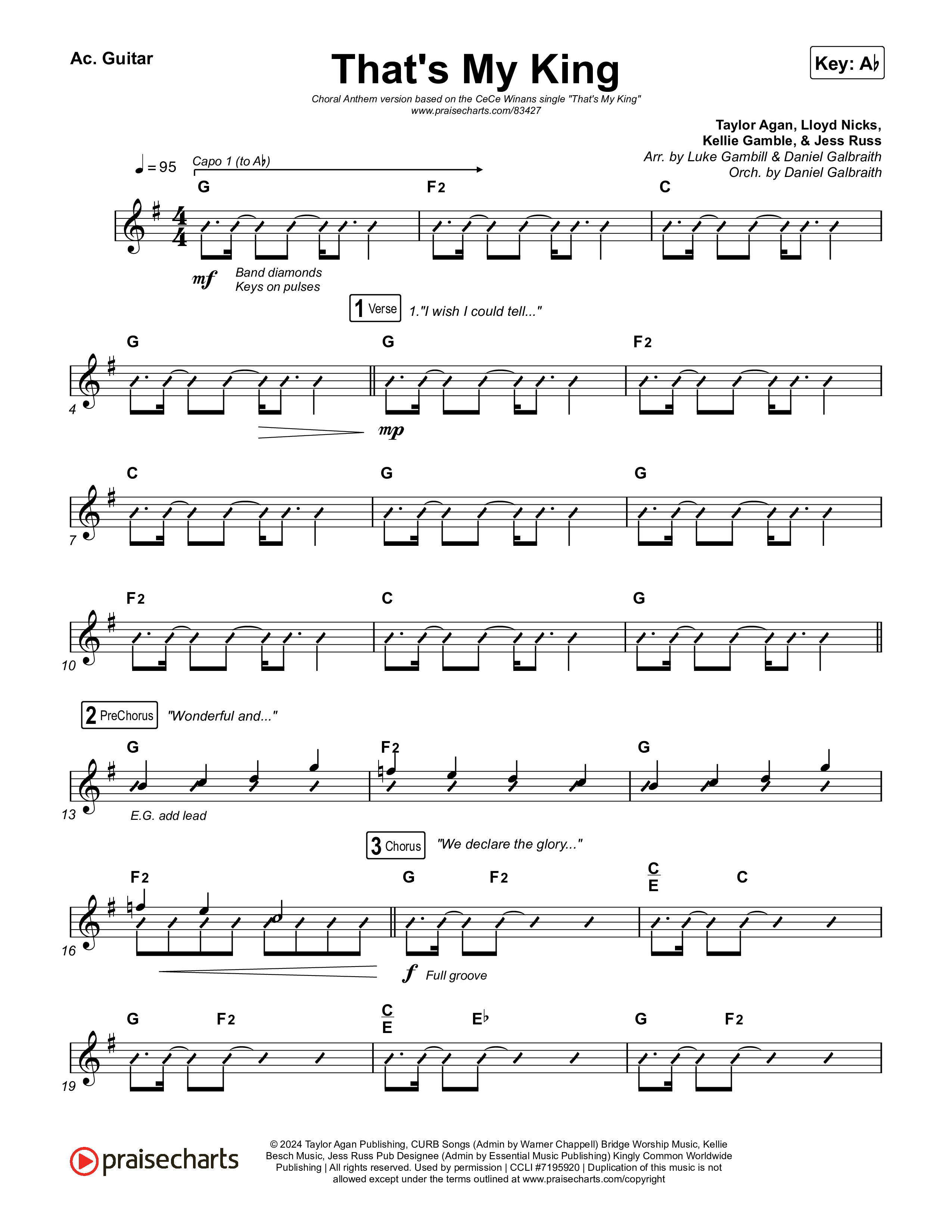 That's My King (Choral Anthem SATB) Acoustic Guitar (CeCe Winans / Arr. Luke Gambill)