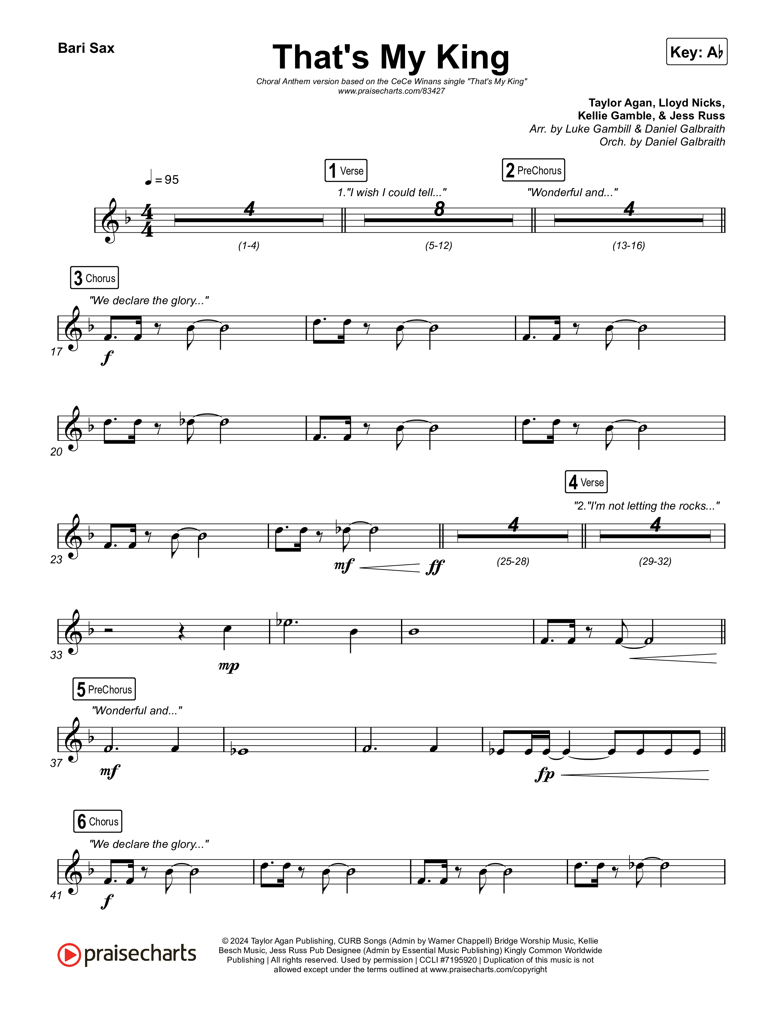 That's My King (Choral Anthem SATB) Bari Sax (CeCe Winans / Arr. Luke Gambill)