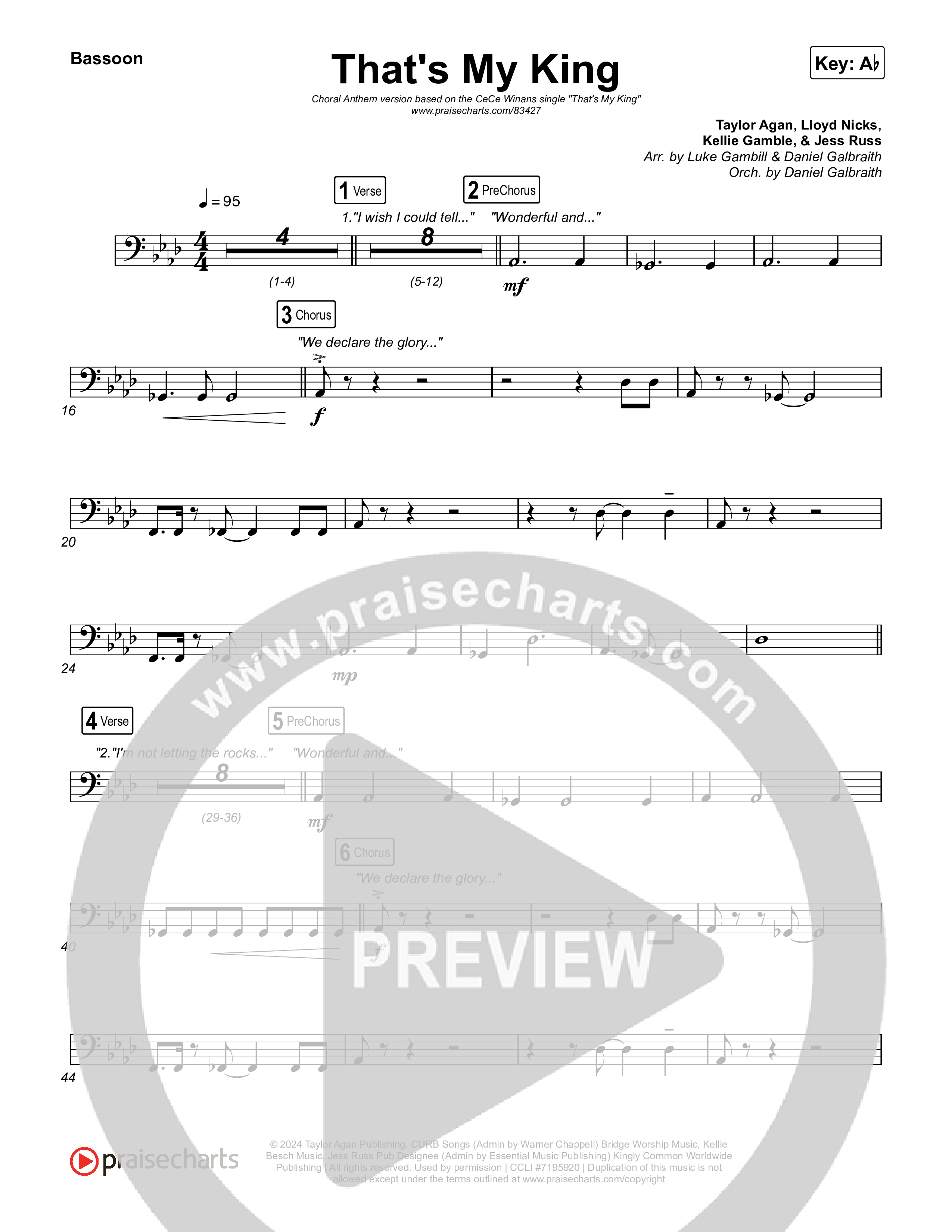 That's My King (Choral Anthem SATB) Bassoon (CeCe Winans / Arr. Luke Gambill)
