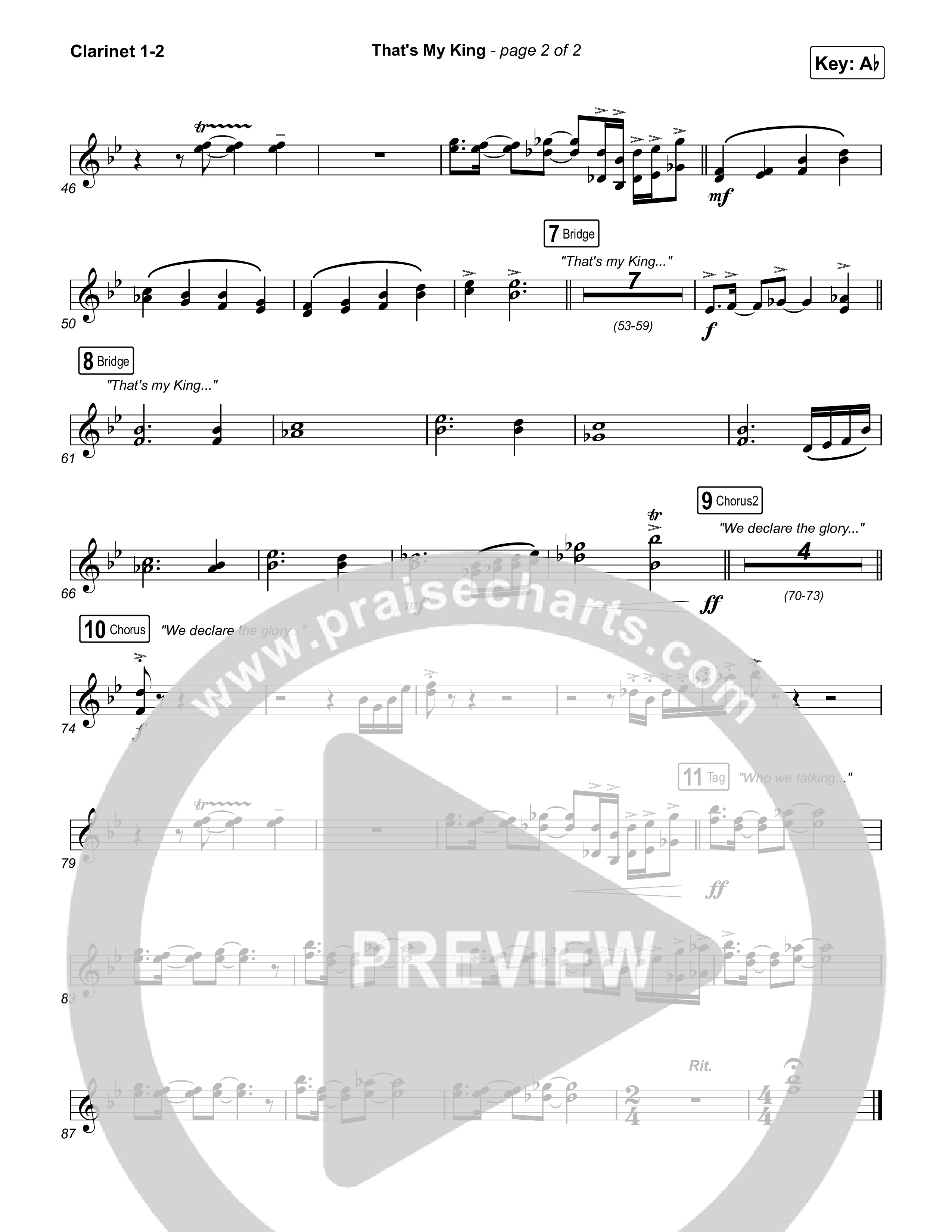 That's My King (Choral Anthem SATB) Clarinet 1/2 (CeCe Winans / Arr. Luke Gambill)